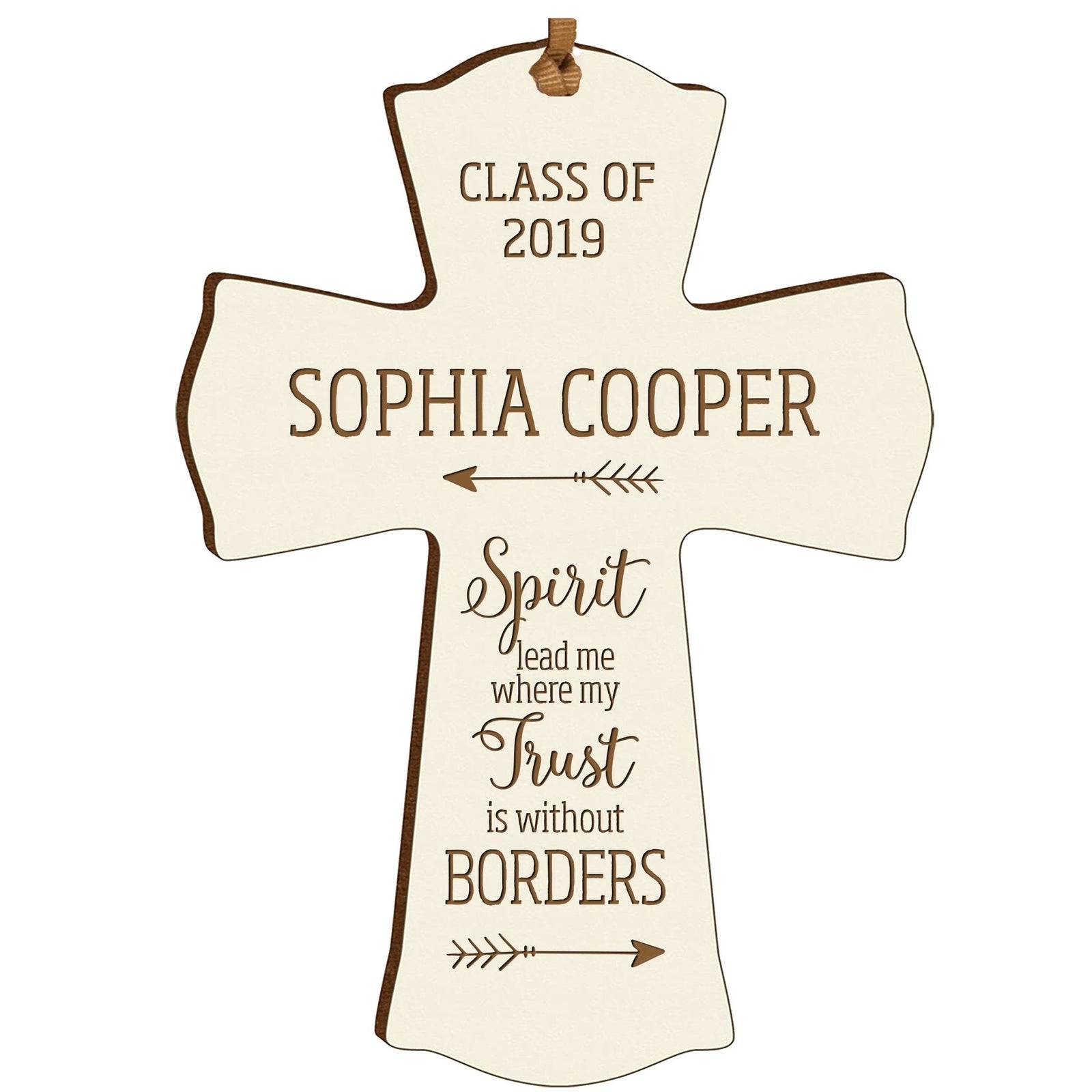 Personalized 4x6 Graduation Cross Gift For Graduate - Spirit Lead Me - LifeSong Milestones