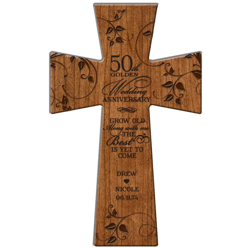 Personalized 50th Anniversary Wall Cross - Grow Old Along with Me the Best Is Yet to Come - LifeSong Milestones