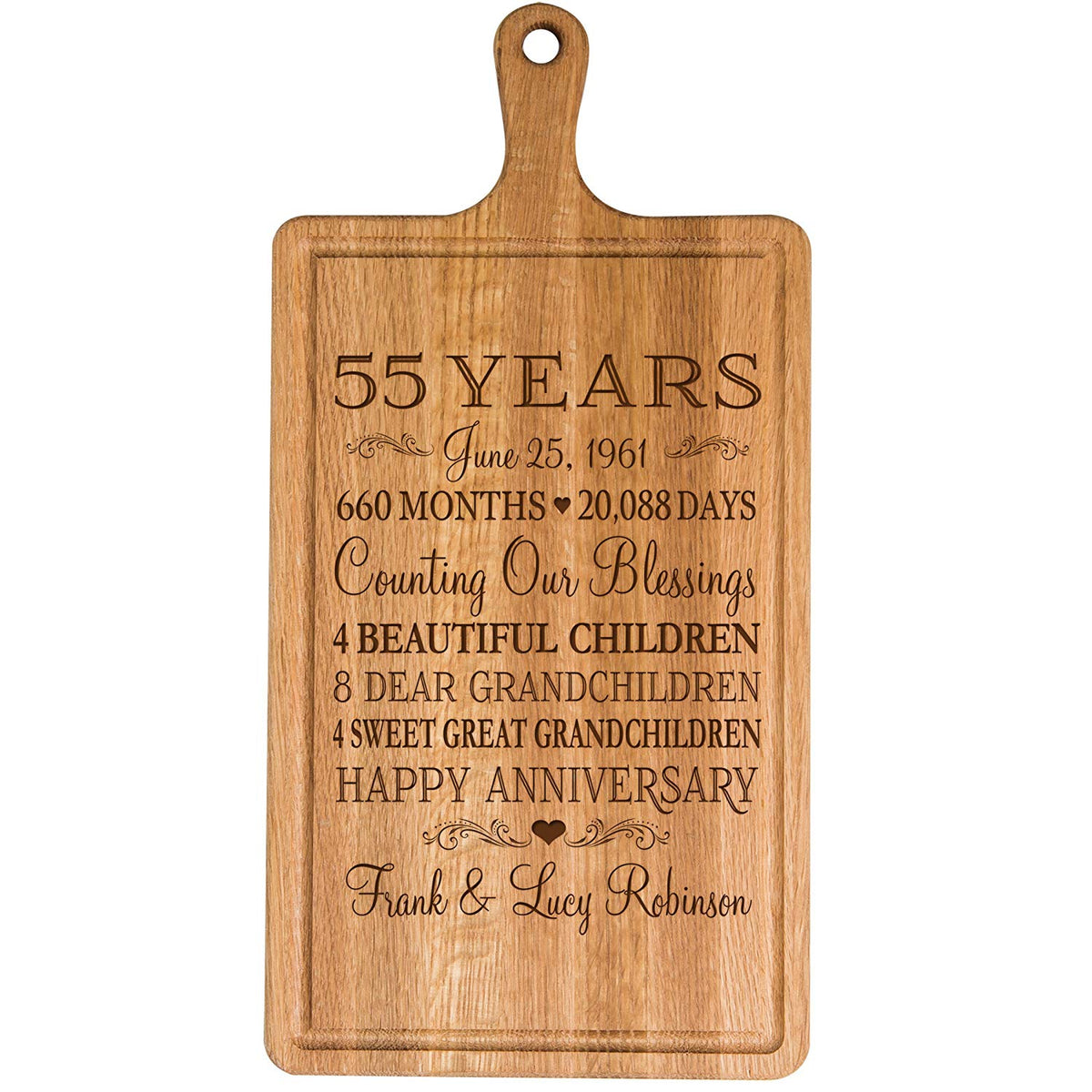 Personalized 55th Anniversary Cutting Board - LifeSong Milestones