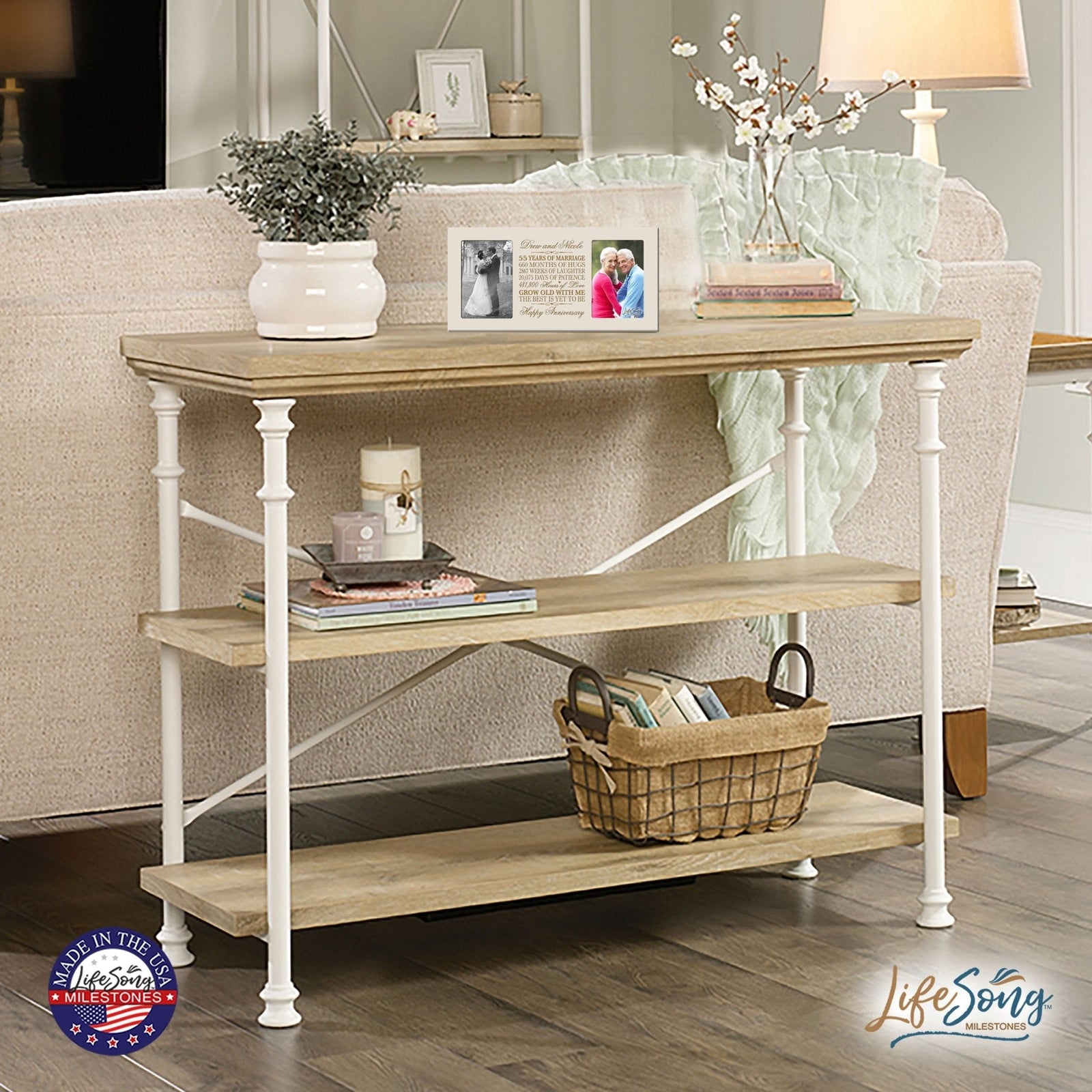 Personalized 55th Anniversary Double Photo Frame - Happy Anniversary - LifeSong Milestones