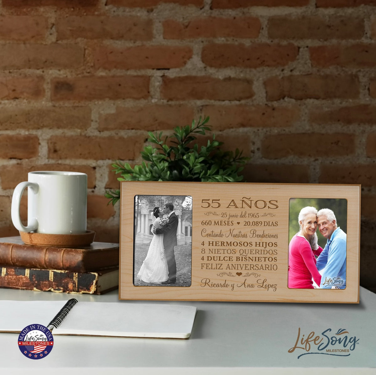 Lifesong Milestones Personalized Couples 55th Wedding Anniversary Spanish Picture Frame