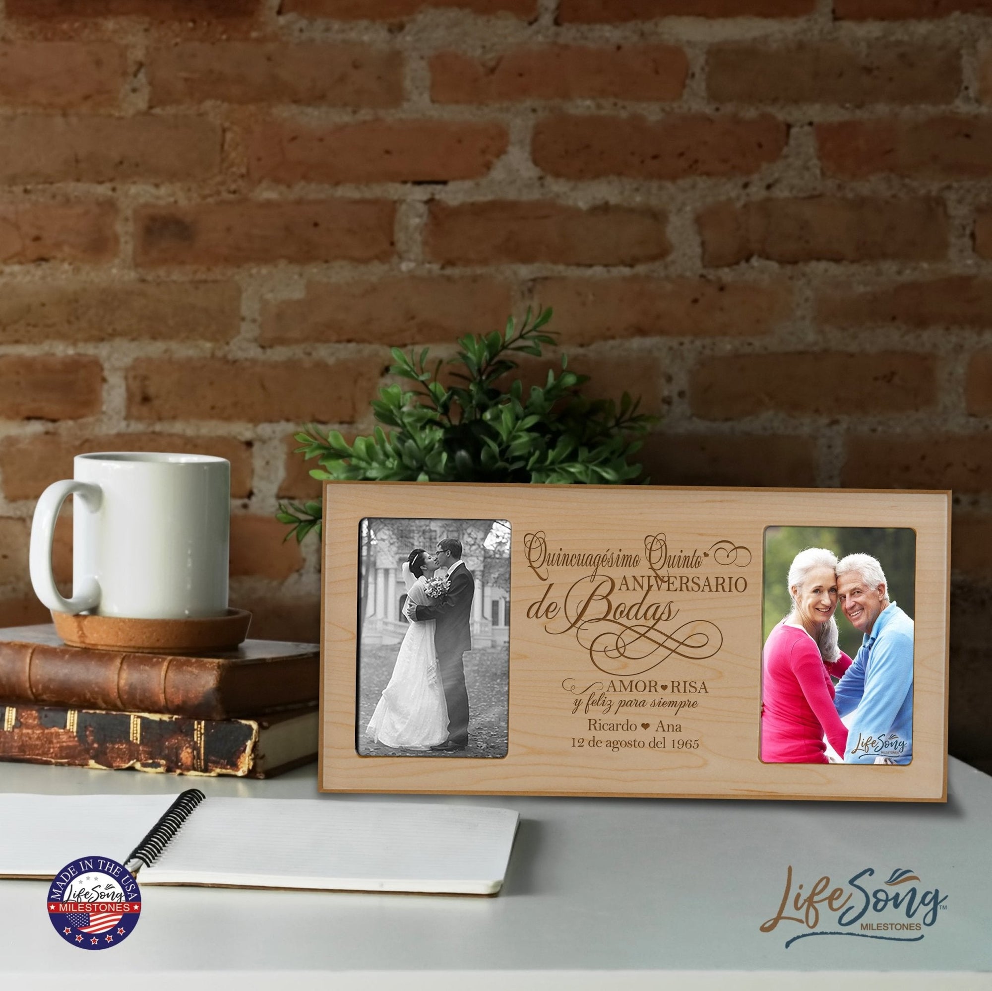 Lifesong Milestones Personalized Couples 55th Wedding Anniversary Spanish Picture Frame Home Decor