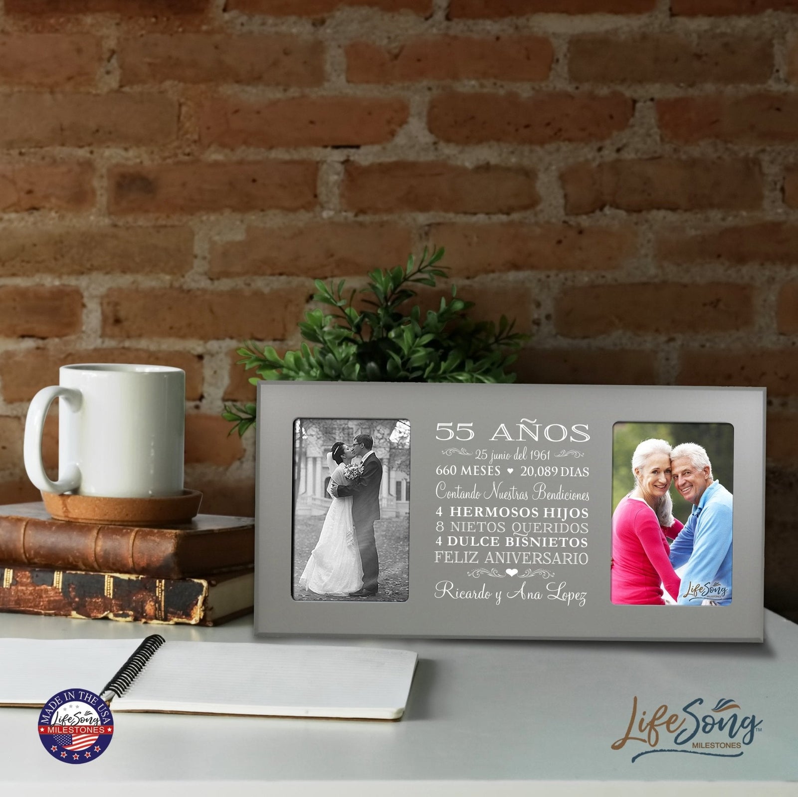 Lifesong Milestones Personalized Couples 55th Wedding Anniversary Spanish Picture Frame