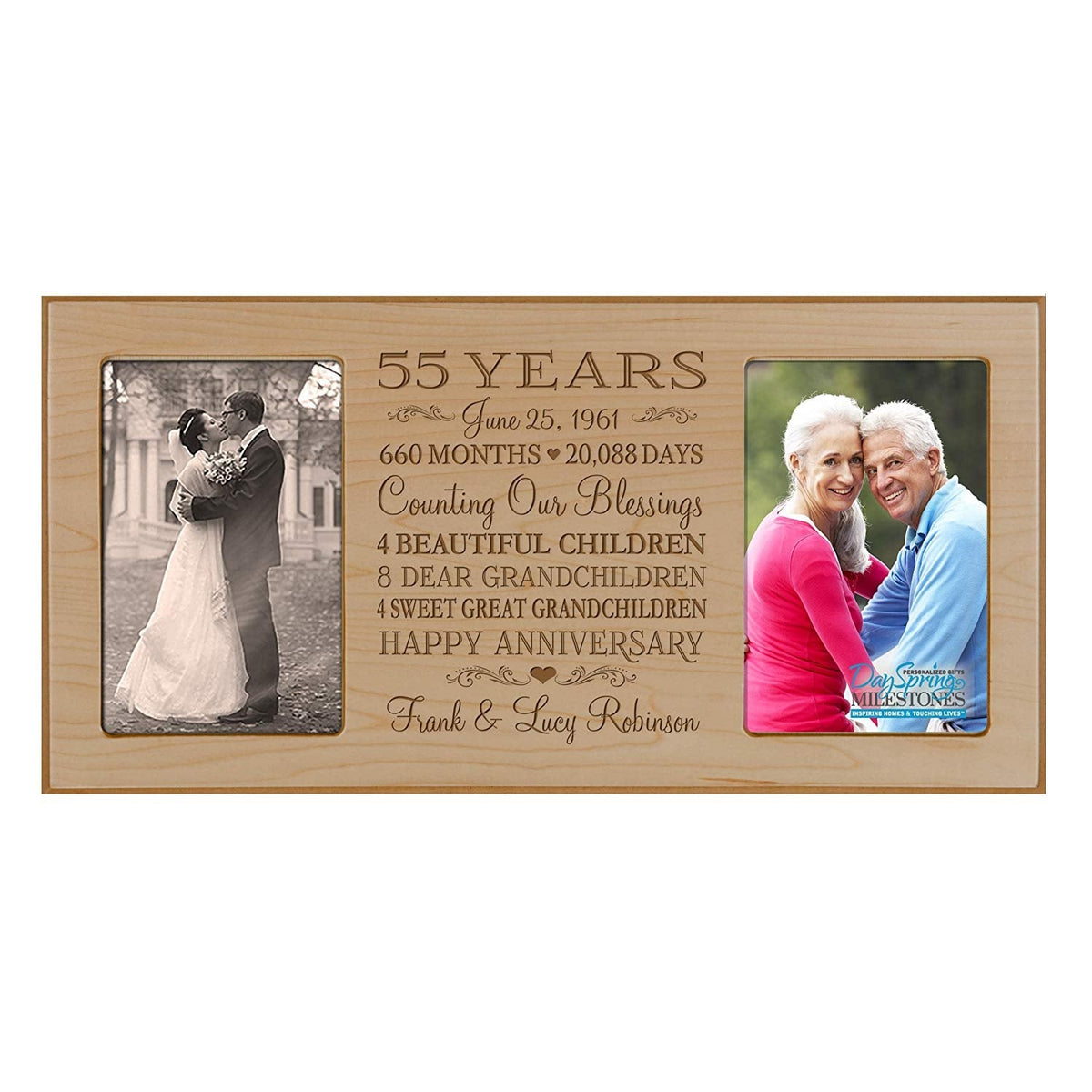 Lifesong Milestones Personalized Picture Frame for Couples 55th Wedding Anniversary Decorations
