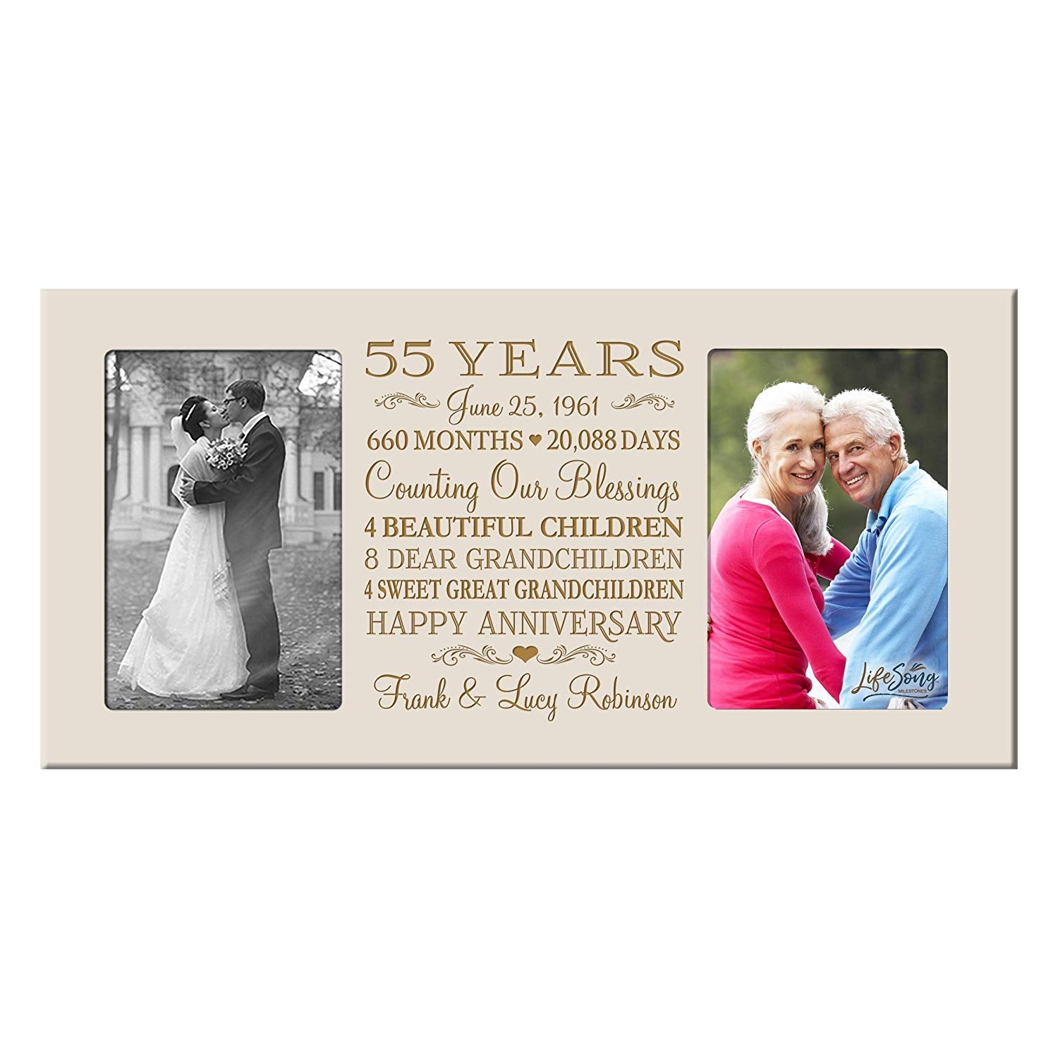 Lifesong Milestones Personalized Picture Frame for Couples 55th Wedding Anniversary Decorations