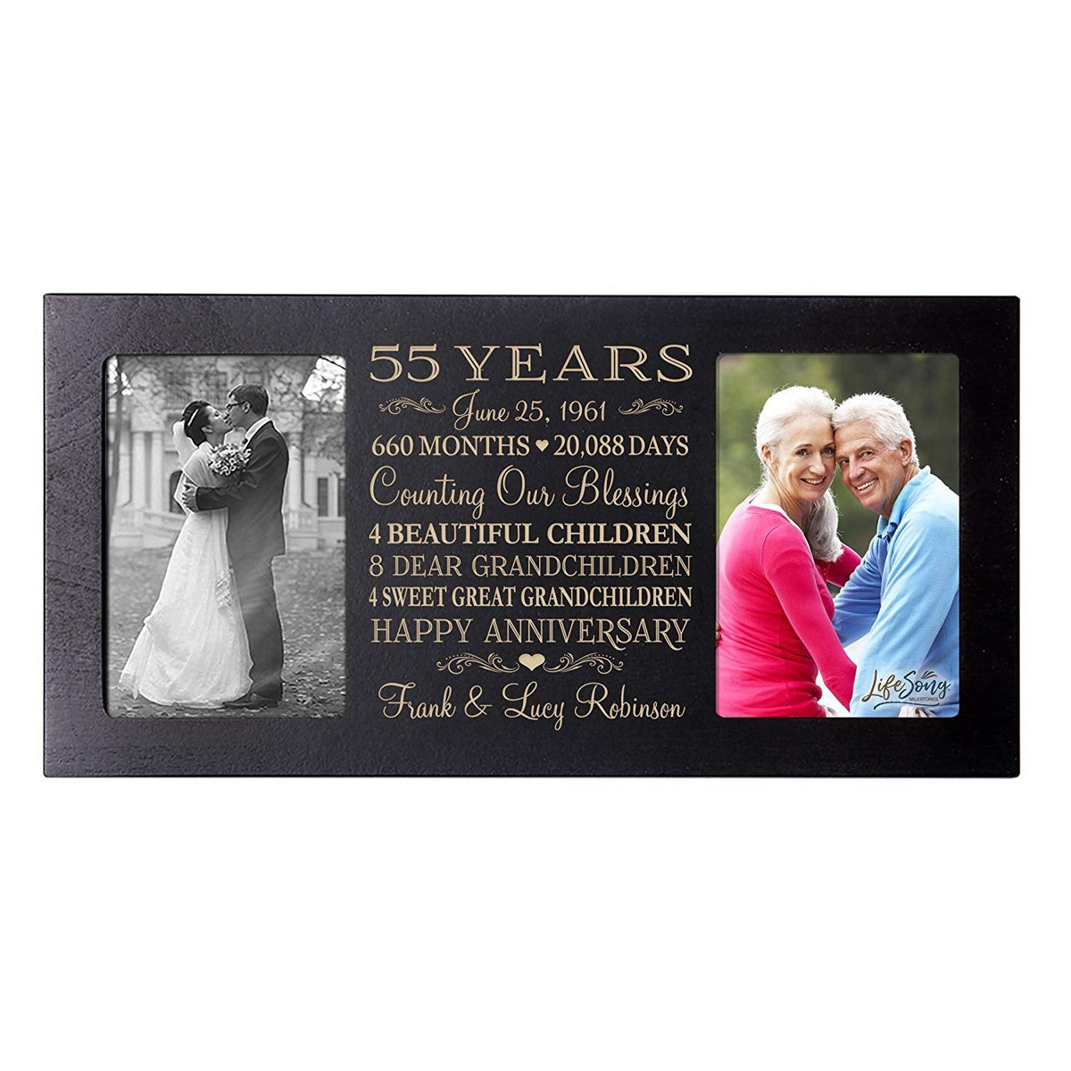 Lifesong Milestones Personalized Picture Frame for Couples 55th Wedding Anniversary Decorations