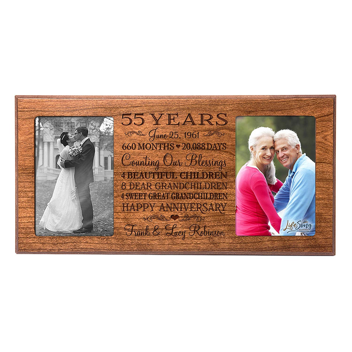 Lifesong Milestones Personalized Picture Frame for Couples 55th Wedding Anniversary Decorations