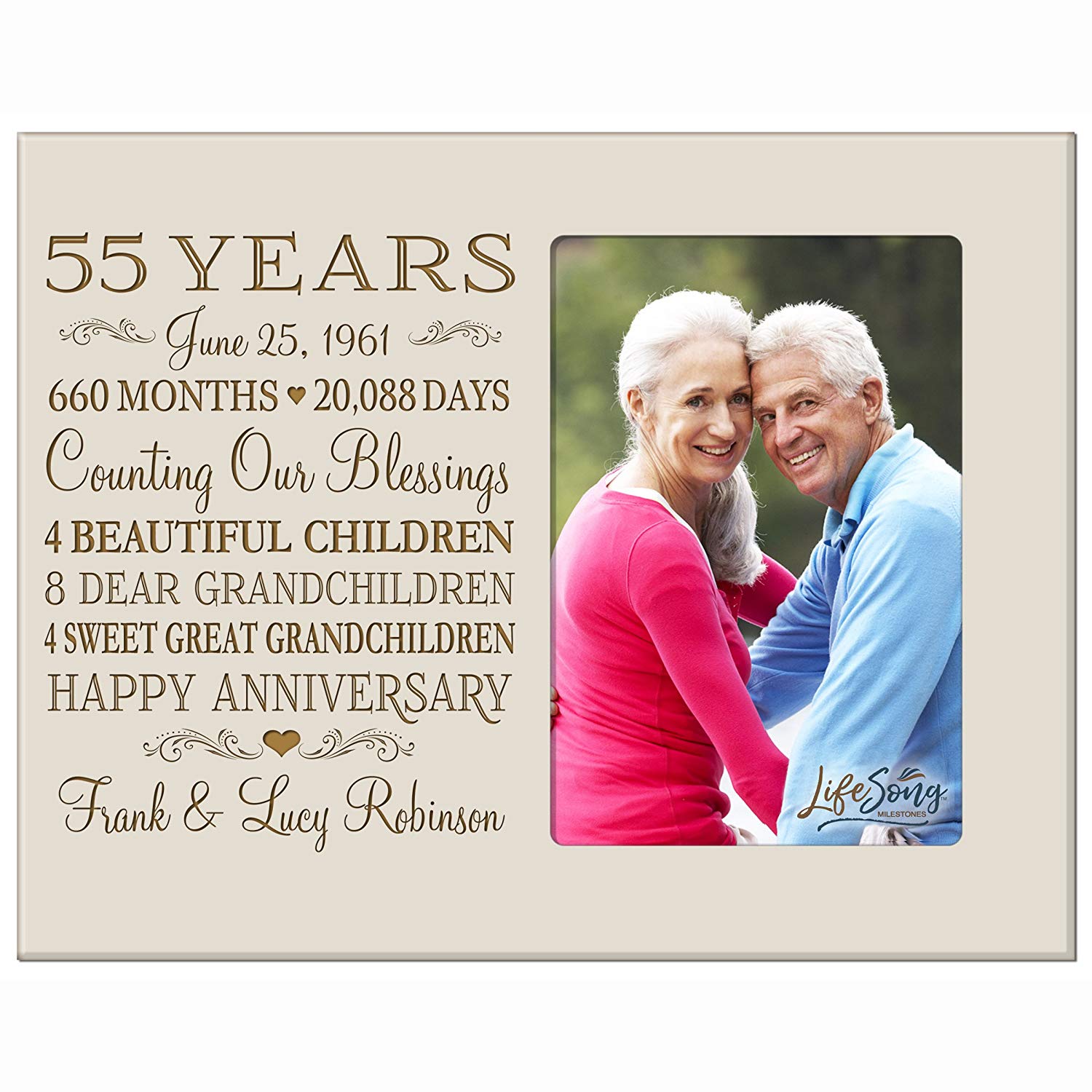 Lifesong Milestones Personalized Couples 55th Wedding Anniversary Picture Frame Decorations