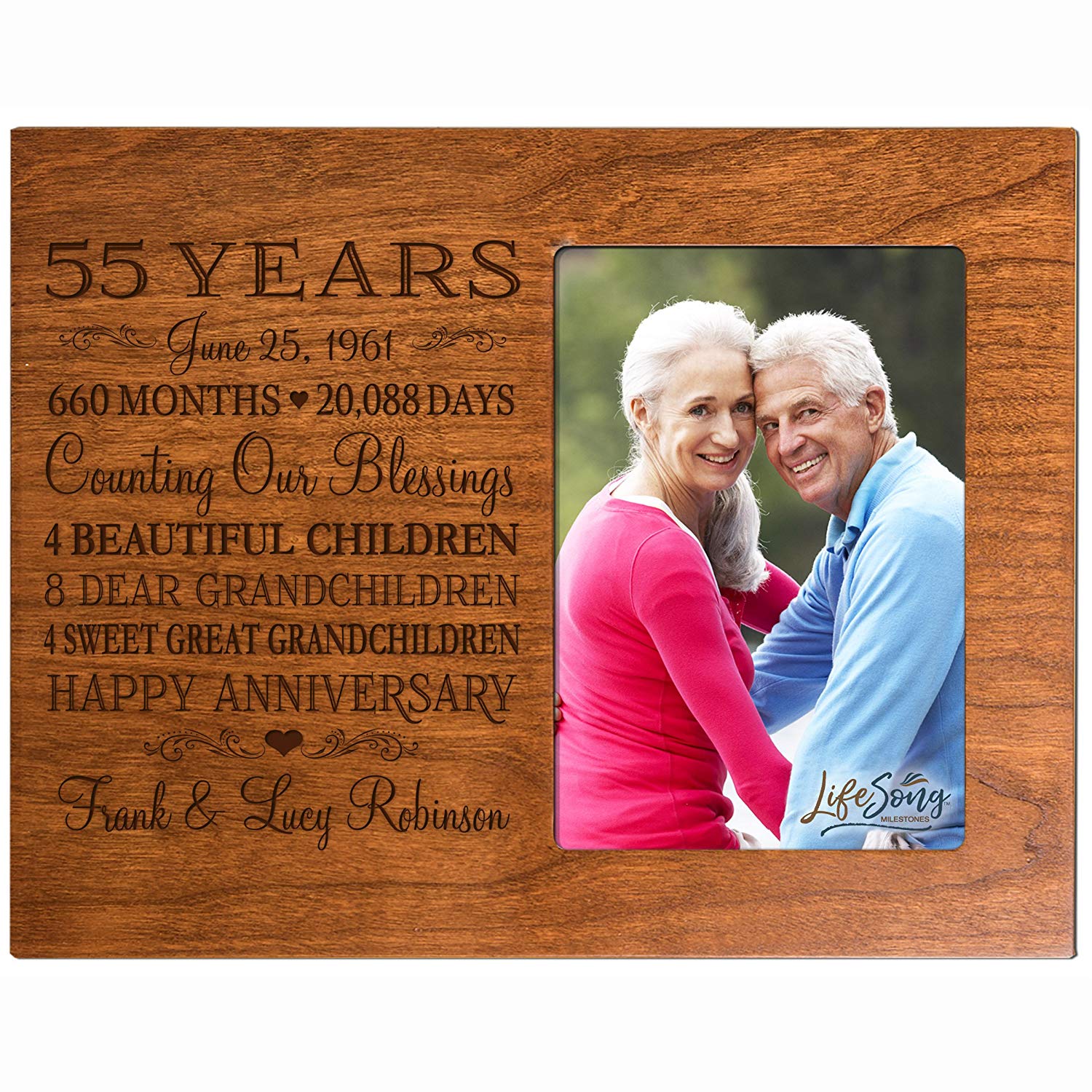 Lifesong Milestones Personalized Couples 55th Wedding Anniversary Picture Frame Decorations