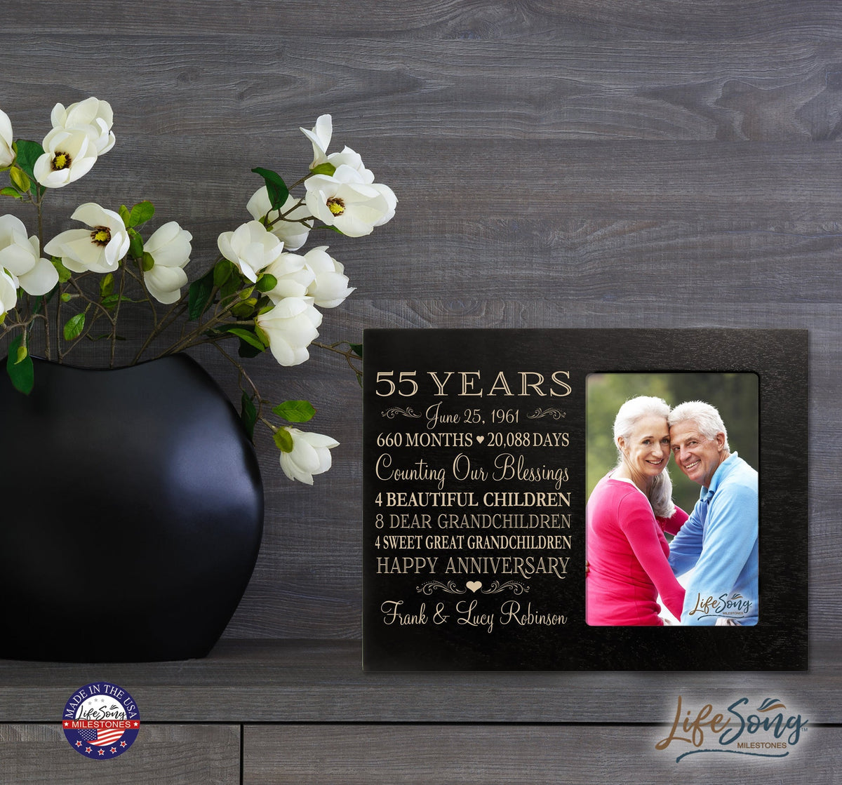 Lifesong Milestones Personalized Couples 55th Wedding Anniversary Picture Frame Decorations