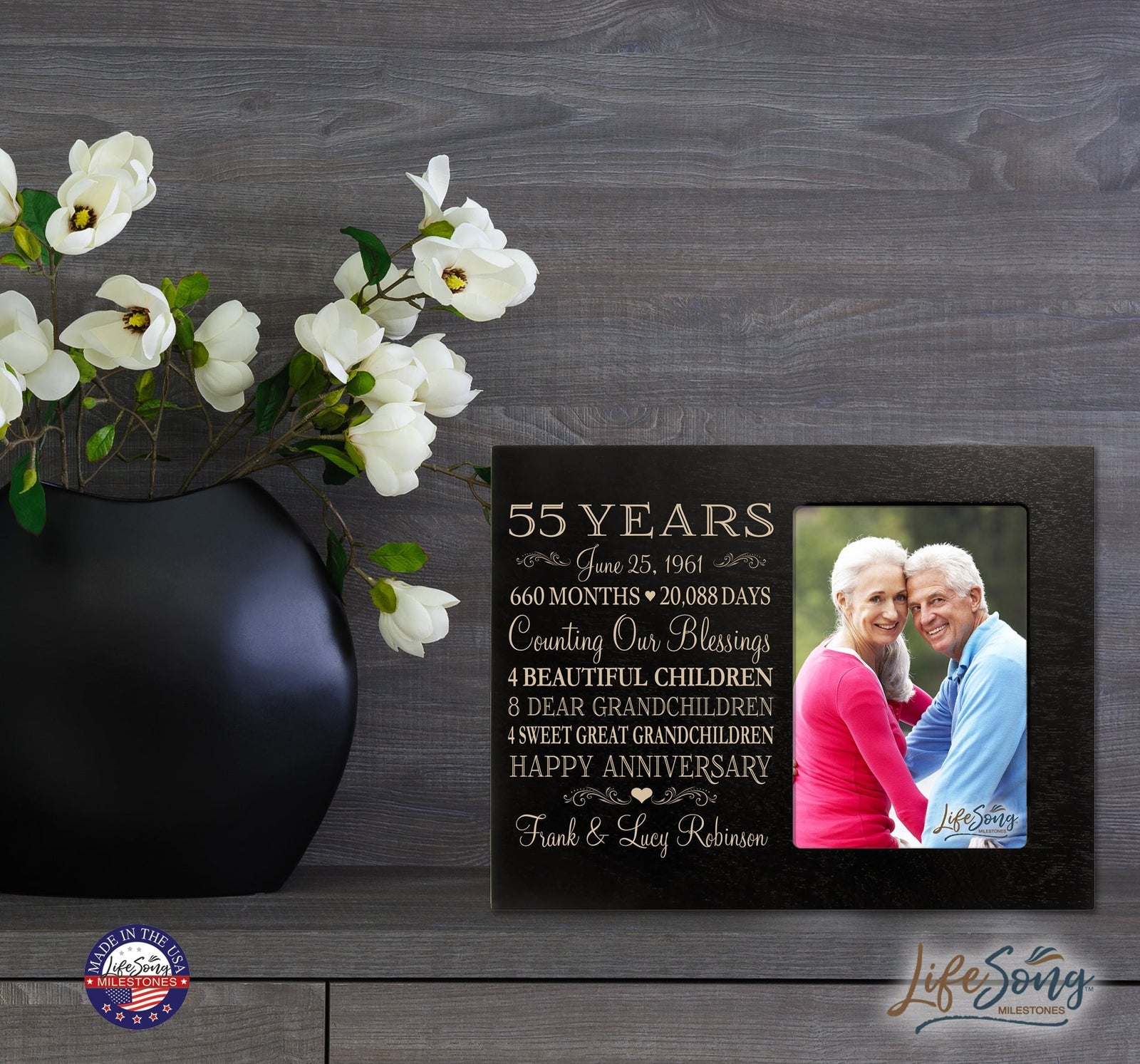 Lifesong Milestones Personalized Couples 55th Wedding Anniversary Picture Frame Decorations
