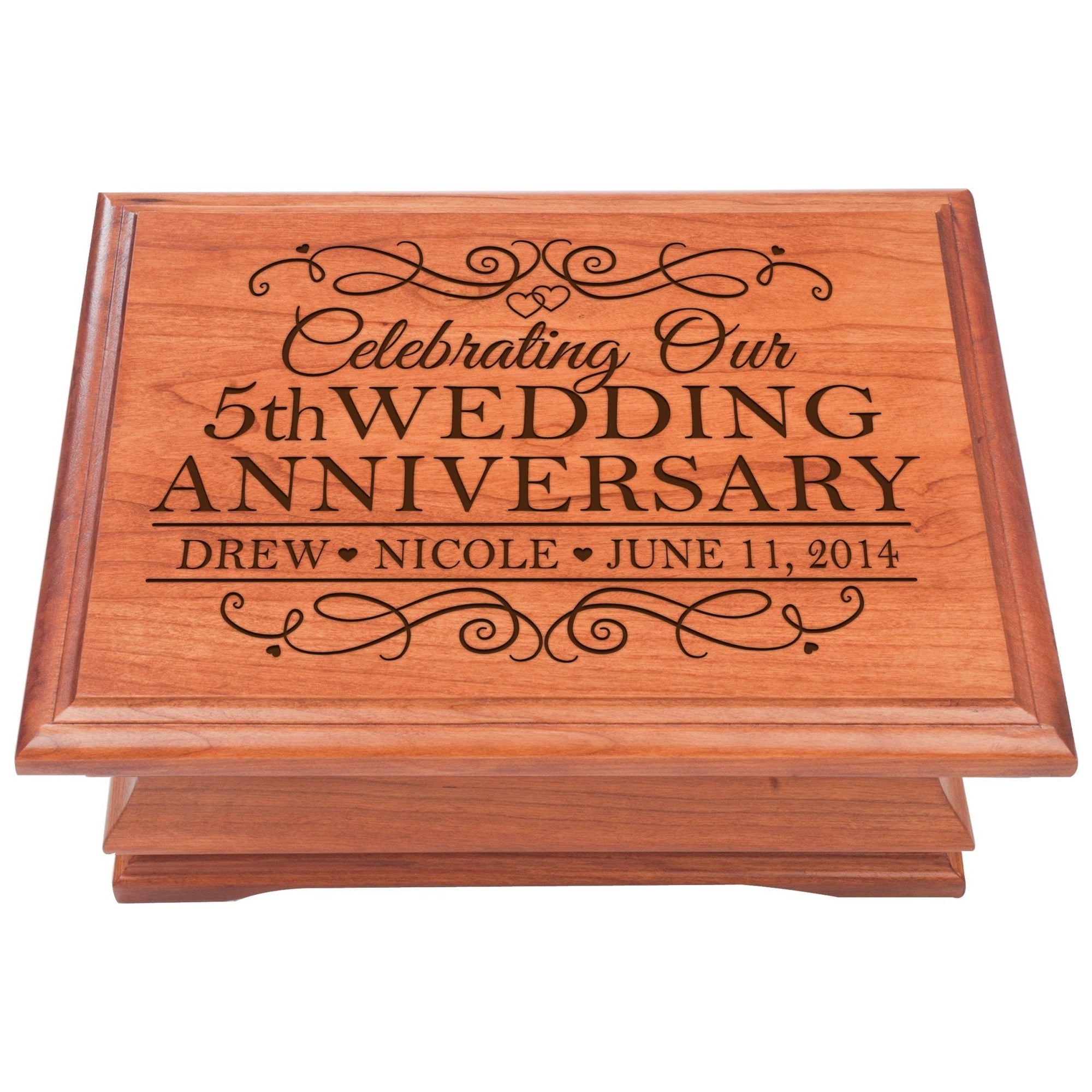 Personalized 5th Anniversary Jewelry Box - Celebrating - LifeSong Milestones