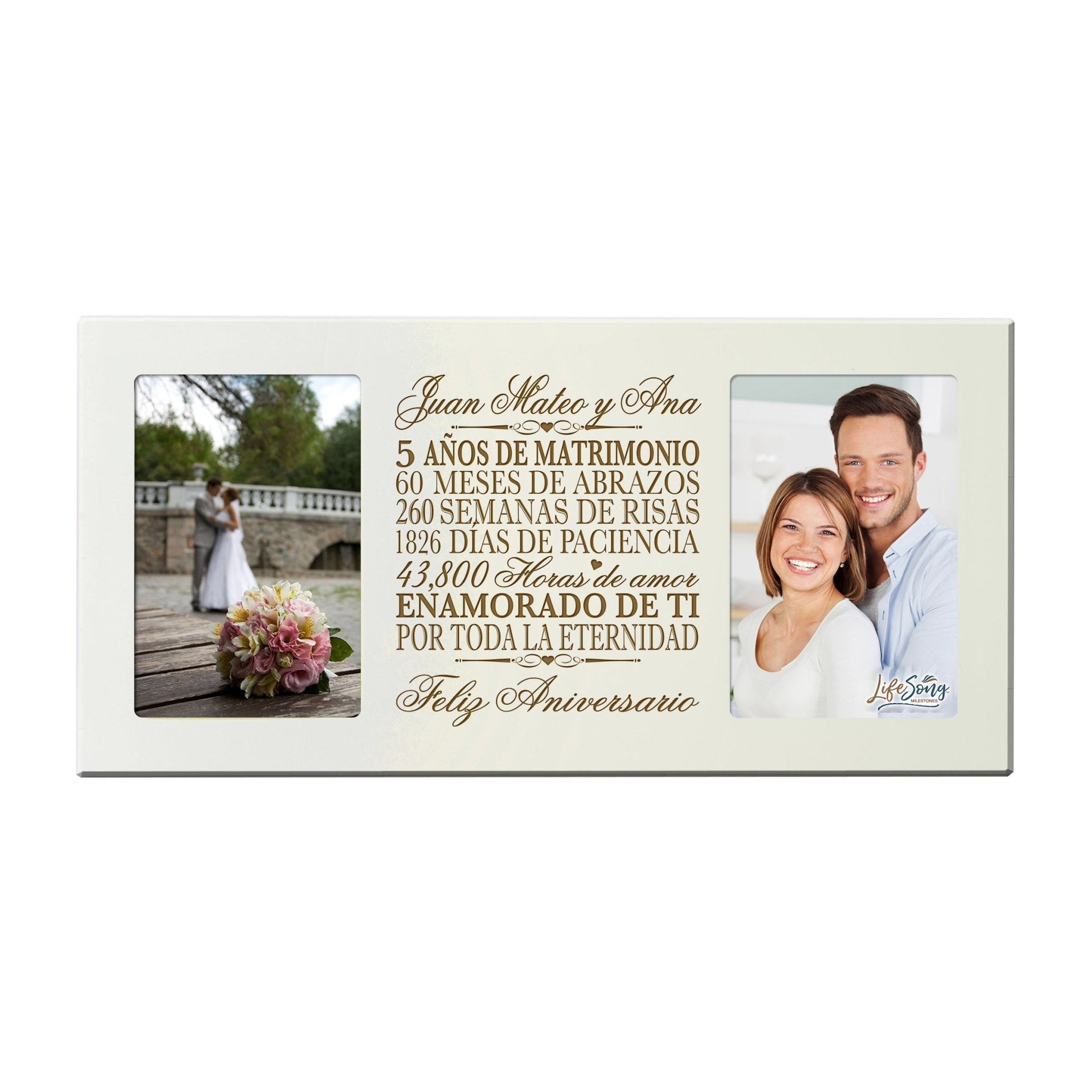 Lifesong Milestones Personalized 5th Wedding Anniversary Spanish Picture Frame