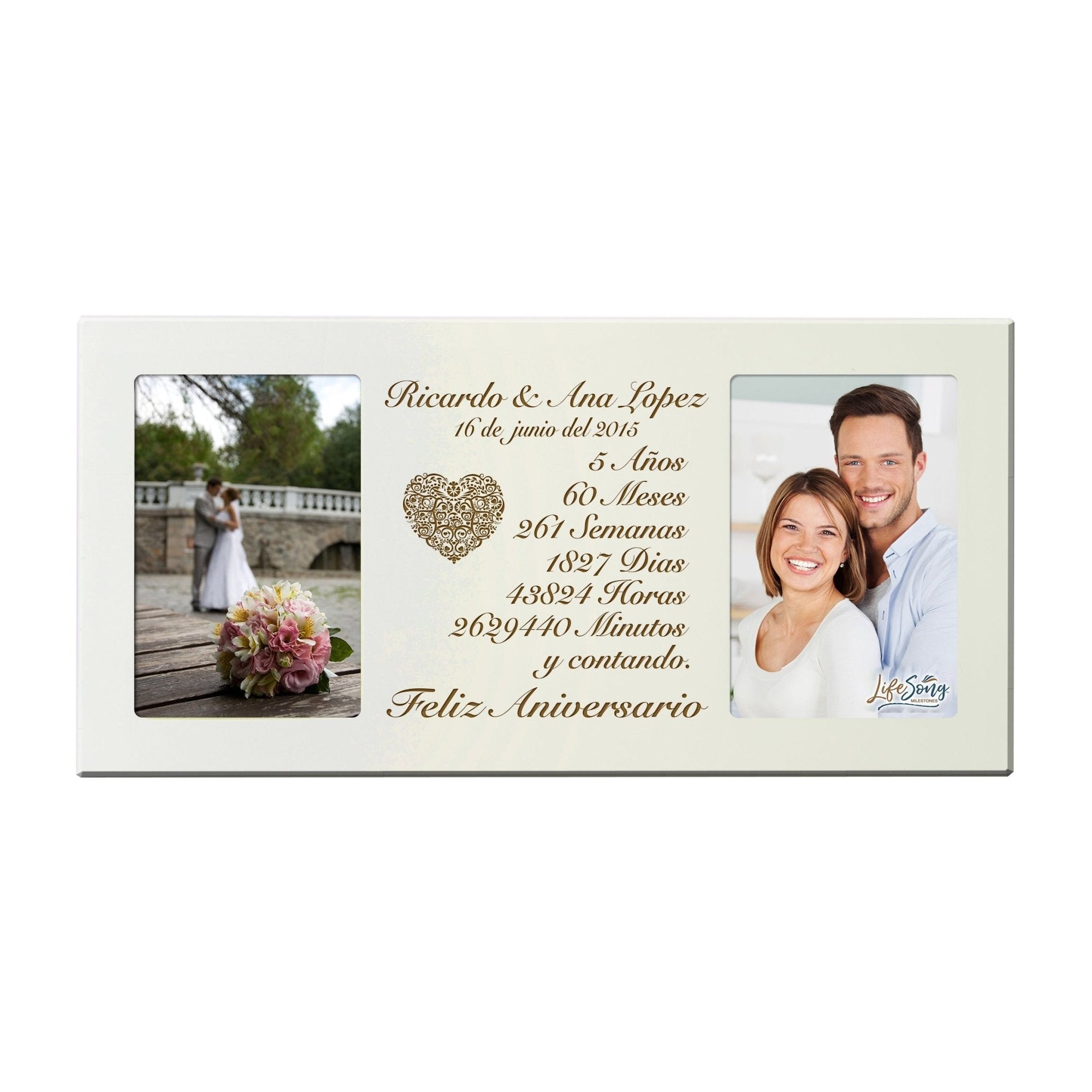 Lifesong Milestones Personalized Couples 5th Wedding Anniversary Spanish Picture Frame