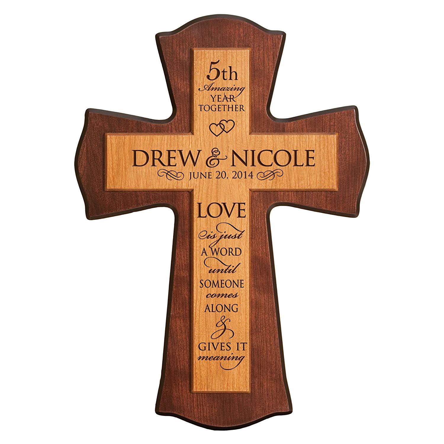 Personalized 5th Wedding Anniversary Wall Cross - Life Is Not Measured By Breaths - LifeSong Milestones