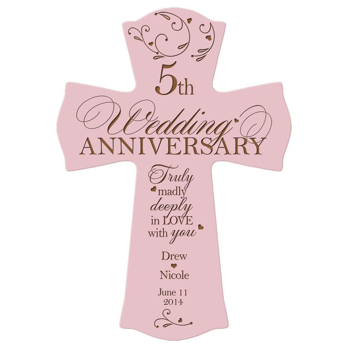 Personalized 5th Wedding Anniversary Wall Cross - Truly Madly Deeply - LifeSong Milestones
