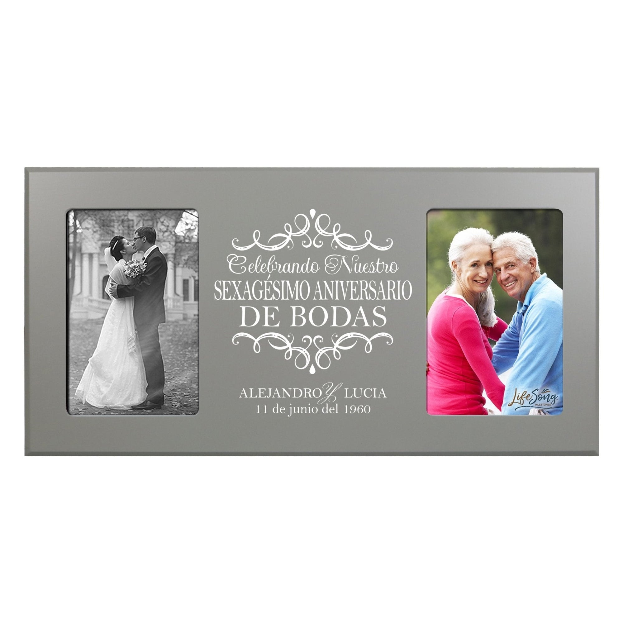 Unique Spanish Picture Frame 60th Wedding Anniversary Home Decor – Personalized Gift for Couples