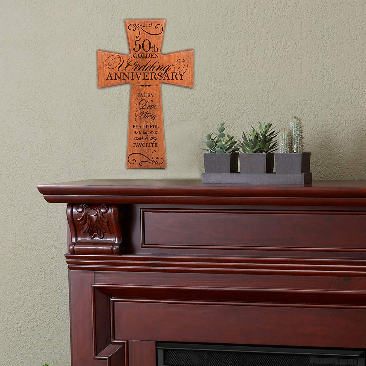 Personalized 60th Wedding Anniversary Wall Cross - Happily Ever - LifeSong Milestones