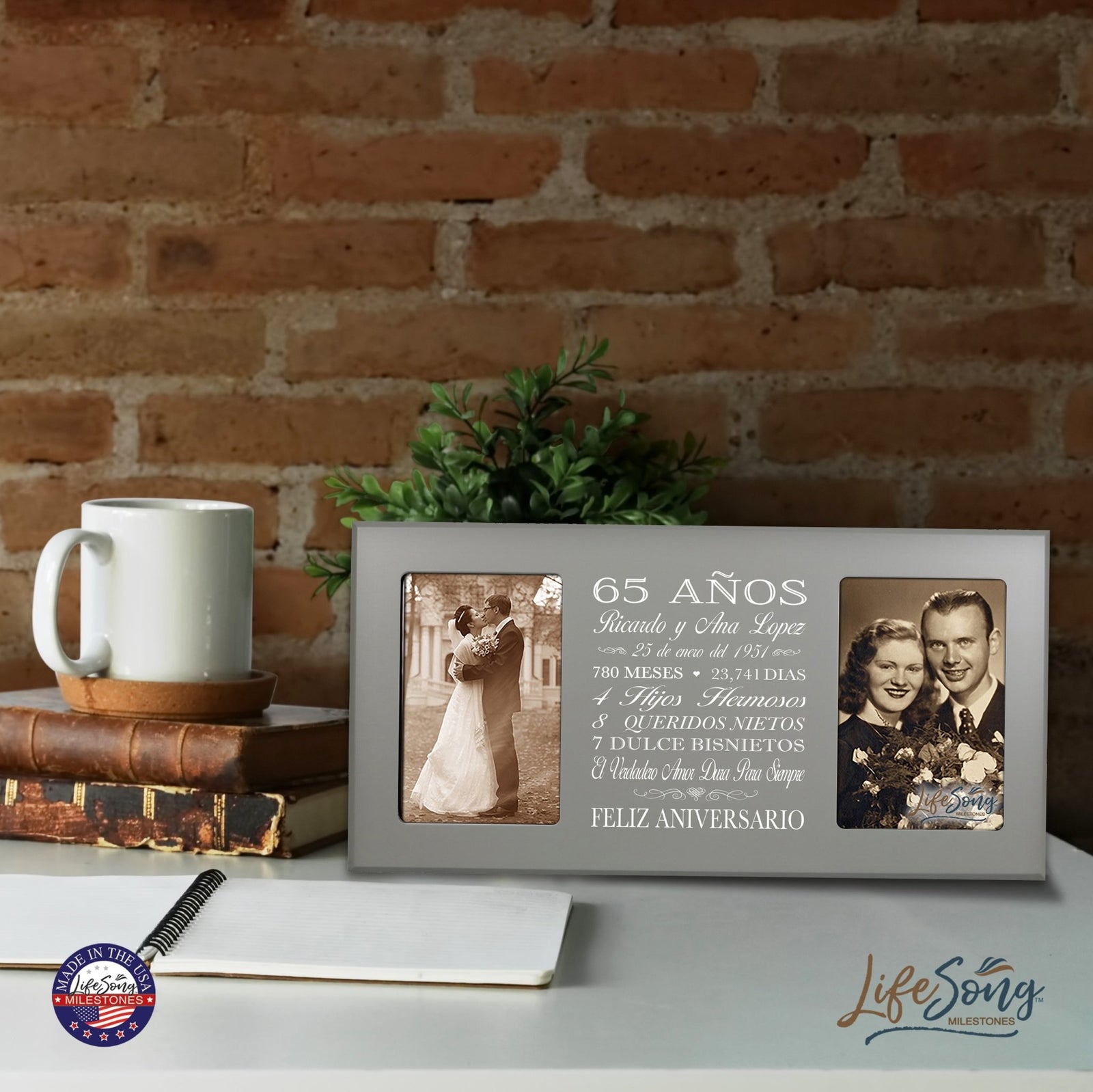 Lifesong Milestones Personalized Couples 65th Wedding Anniversary Spanish Picture Frame