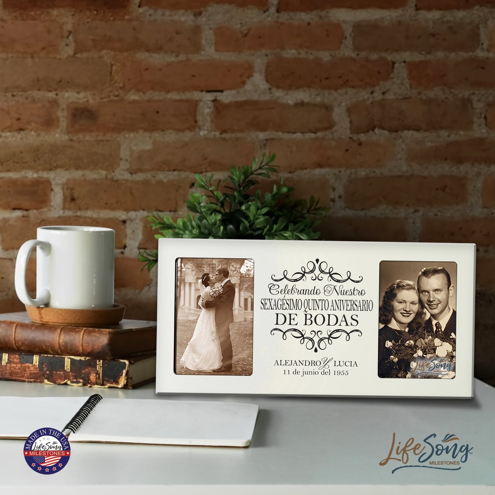 Unique Spanish Picture Frame 65th Wedding Anniversary Home Decor – Personalized Gift for Couples