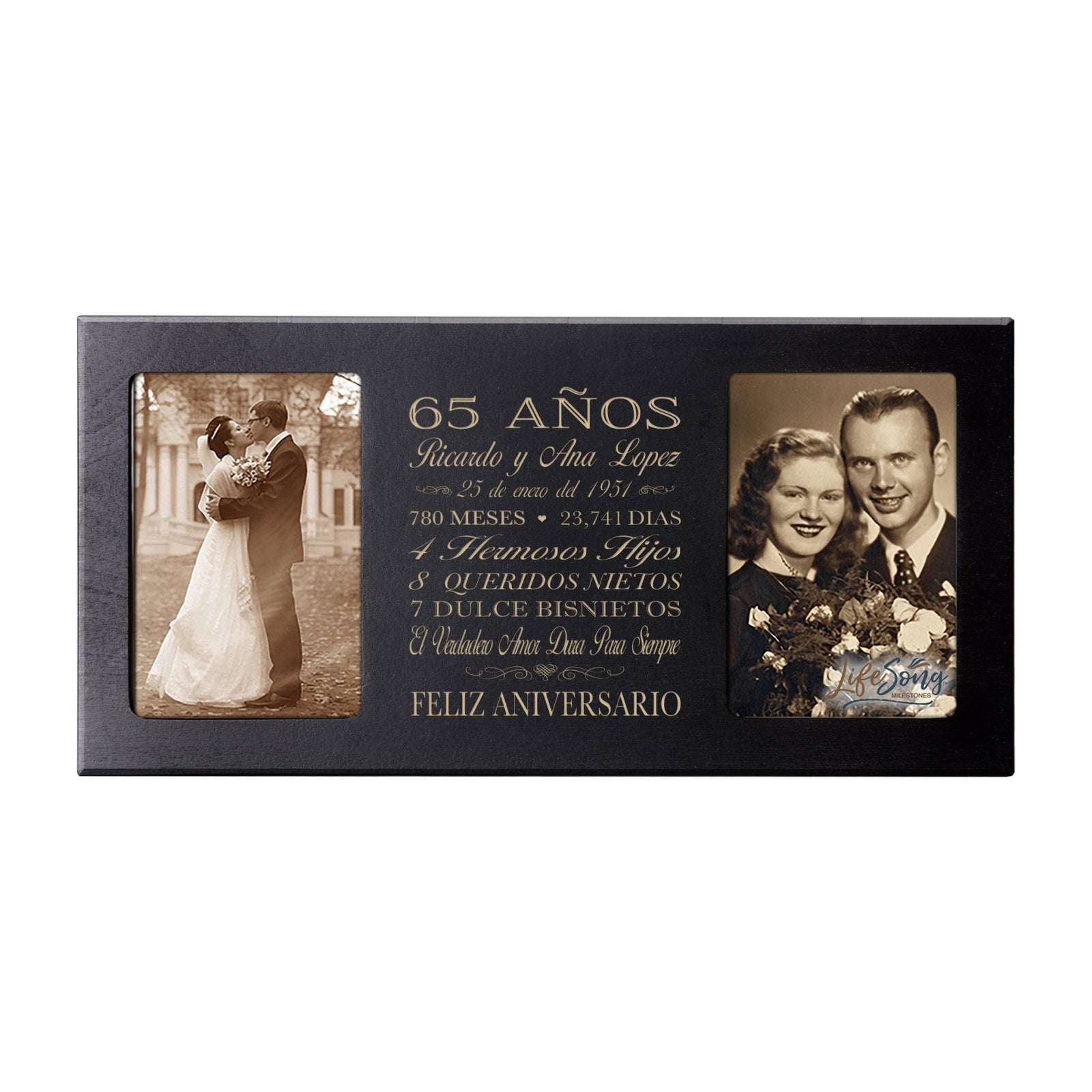 Lifesong Milestones Personalized Couples 65th Wedding Anniversary Spanish Picture Frame