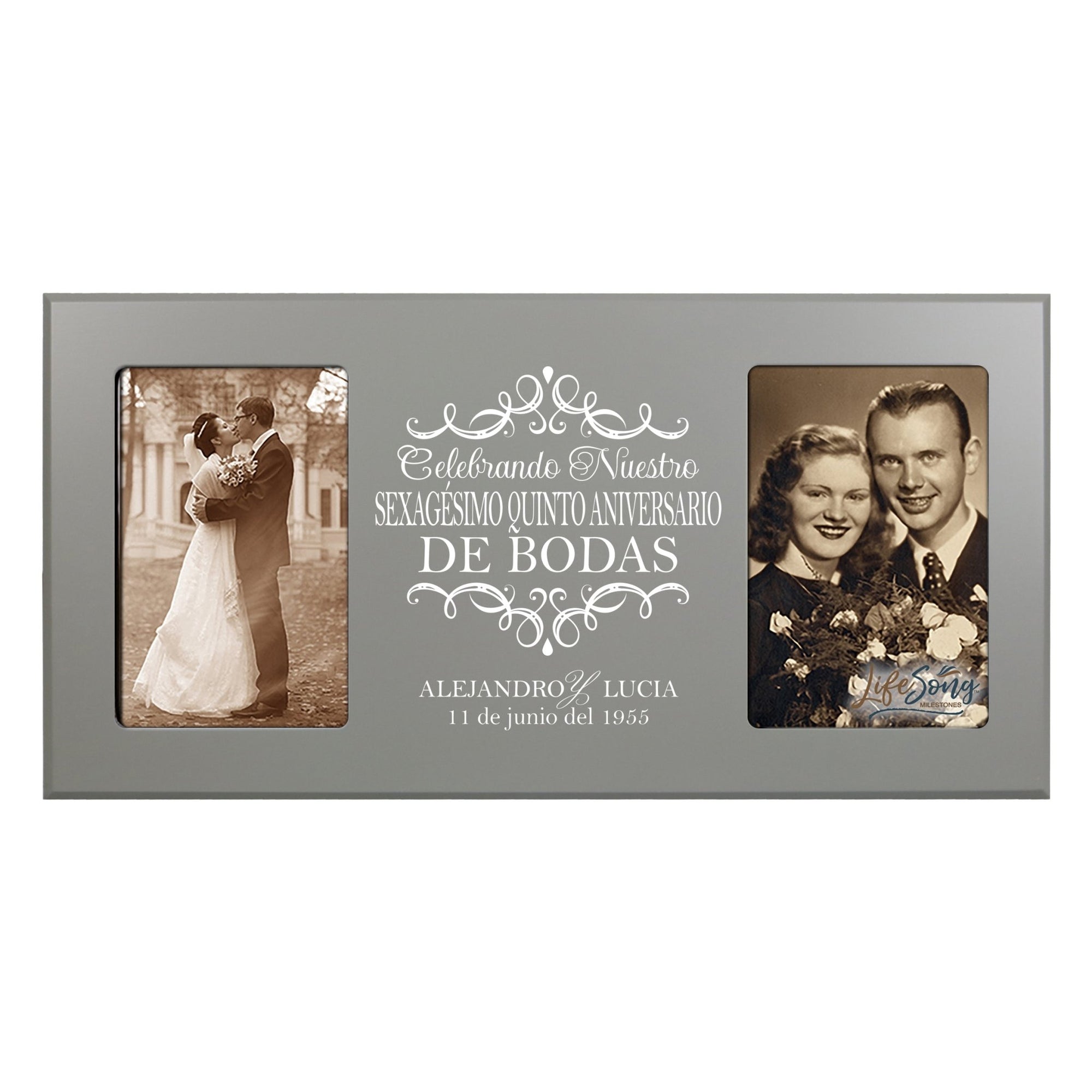 Unique Spanish Picture Frame 65th Wedding Anniversary Home Decor – Personalized Gift for Couples