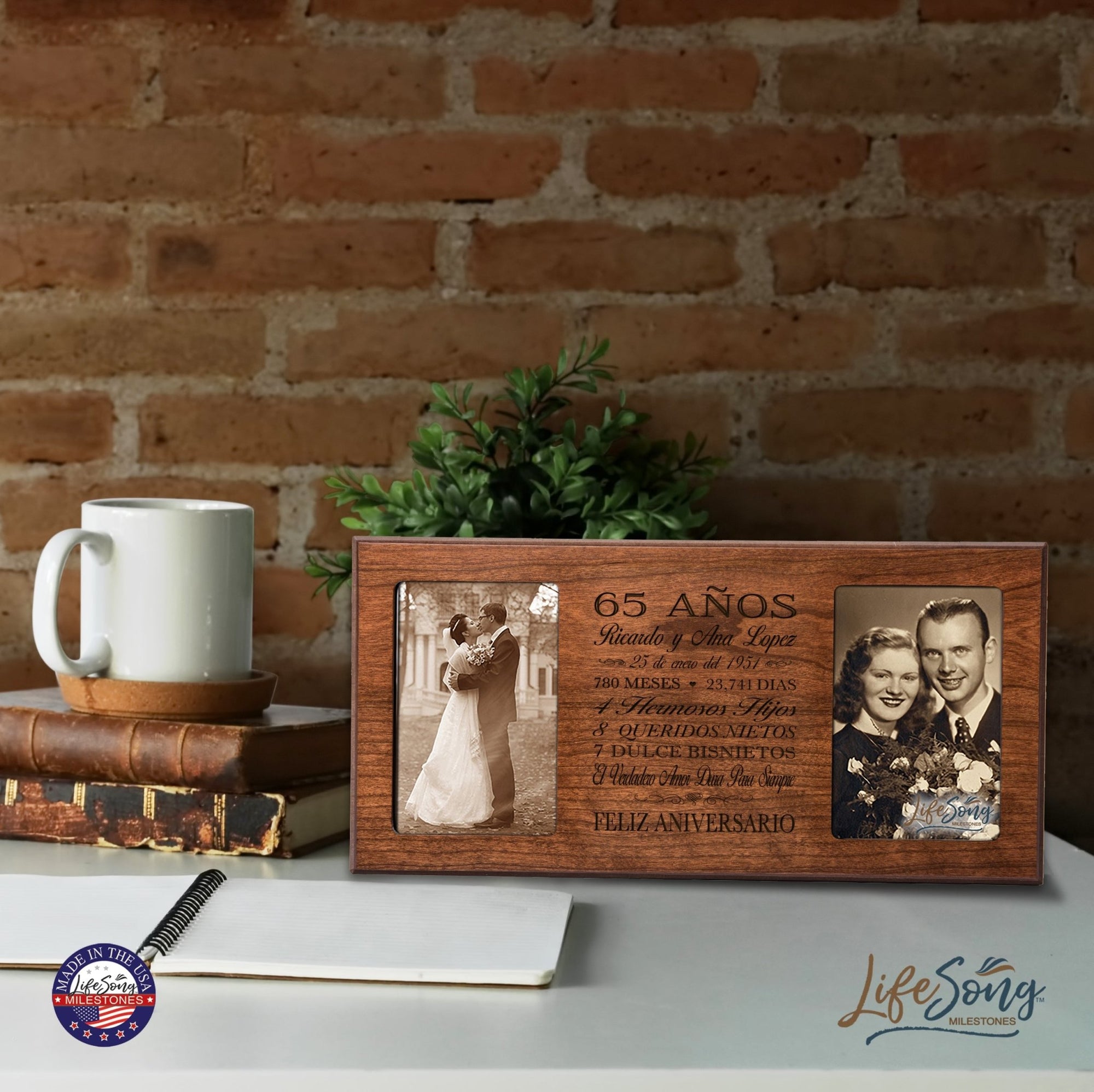 Lifesong Milestones Personalized Couples 65th Wedding Anniversary Spanish Picture Frame