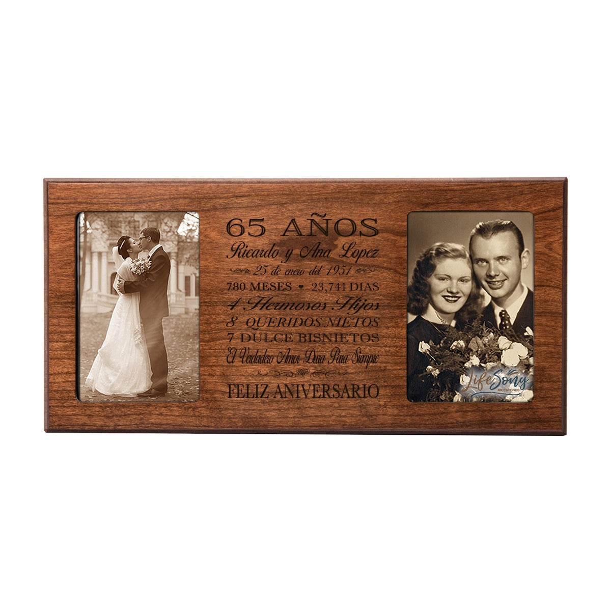 Lifesong Milestones Personalized Couples 65th Wedding Anniversary Spanish Picture Frame