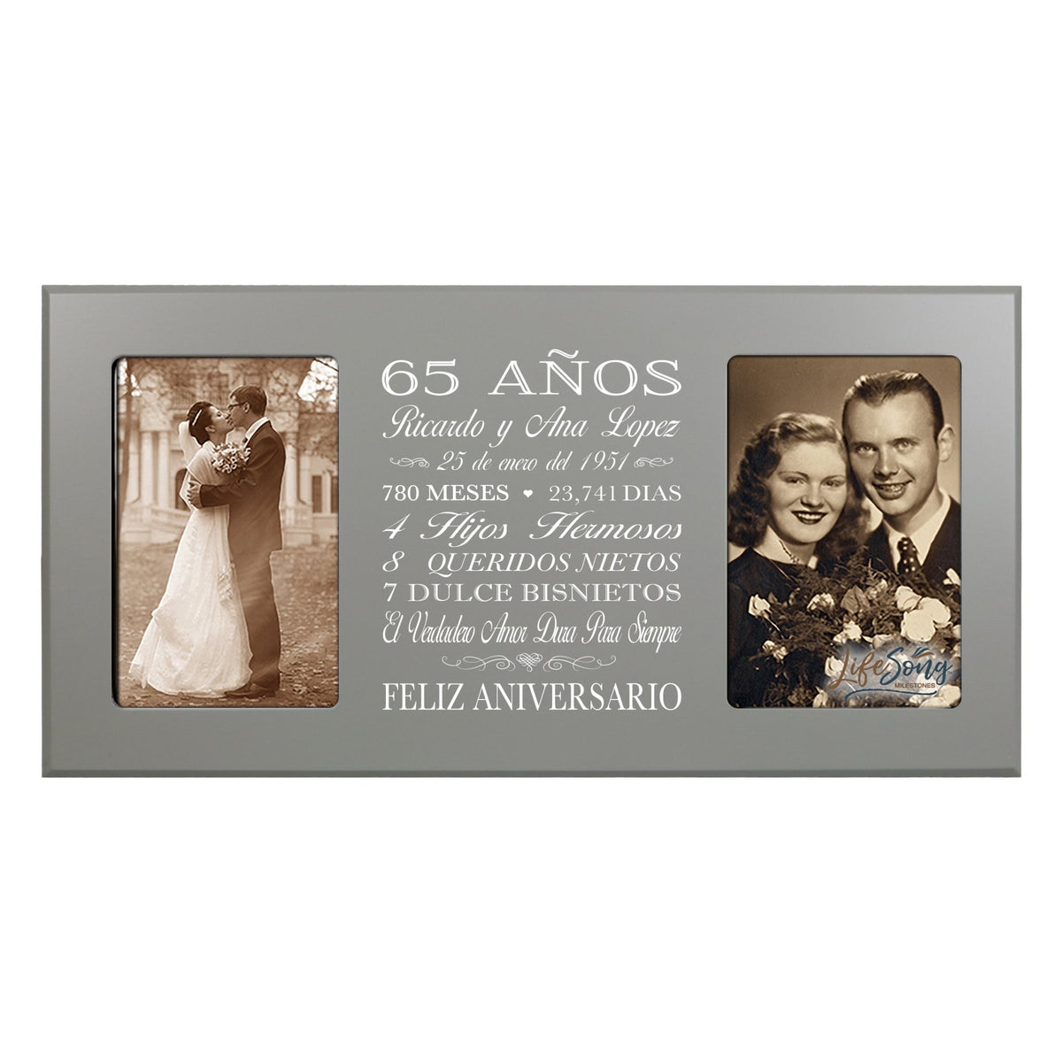 Lifesong Milestones Personalized Couples 65th Wedding Anniversary Spanish Picture Frame