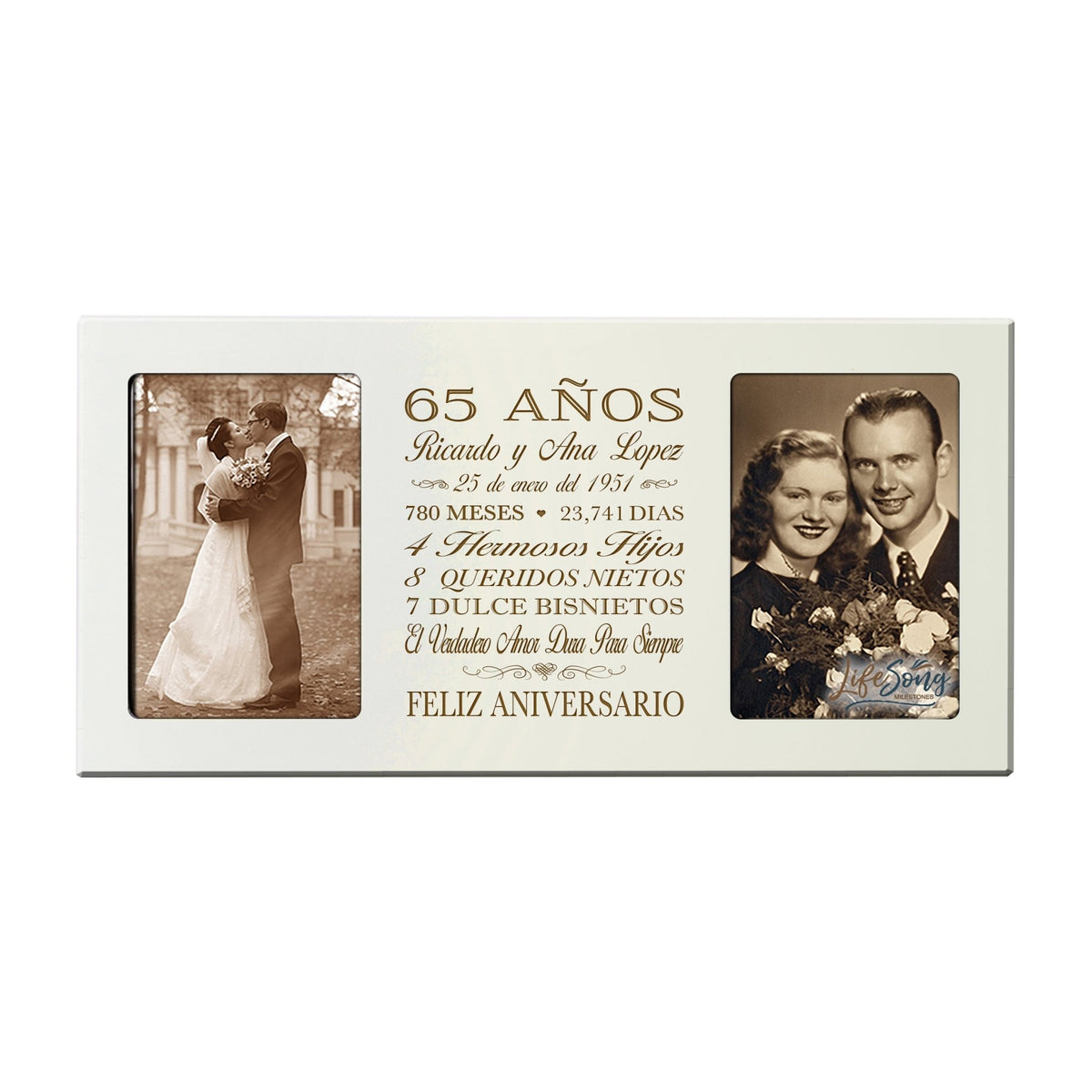 Lifesong Milestones Personalized Couples 65th Wedding Anniversary Spanish Picture Frame