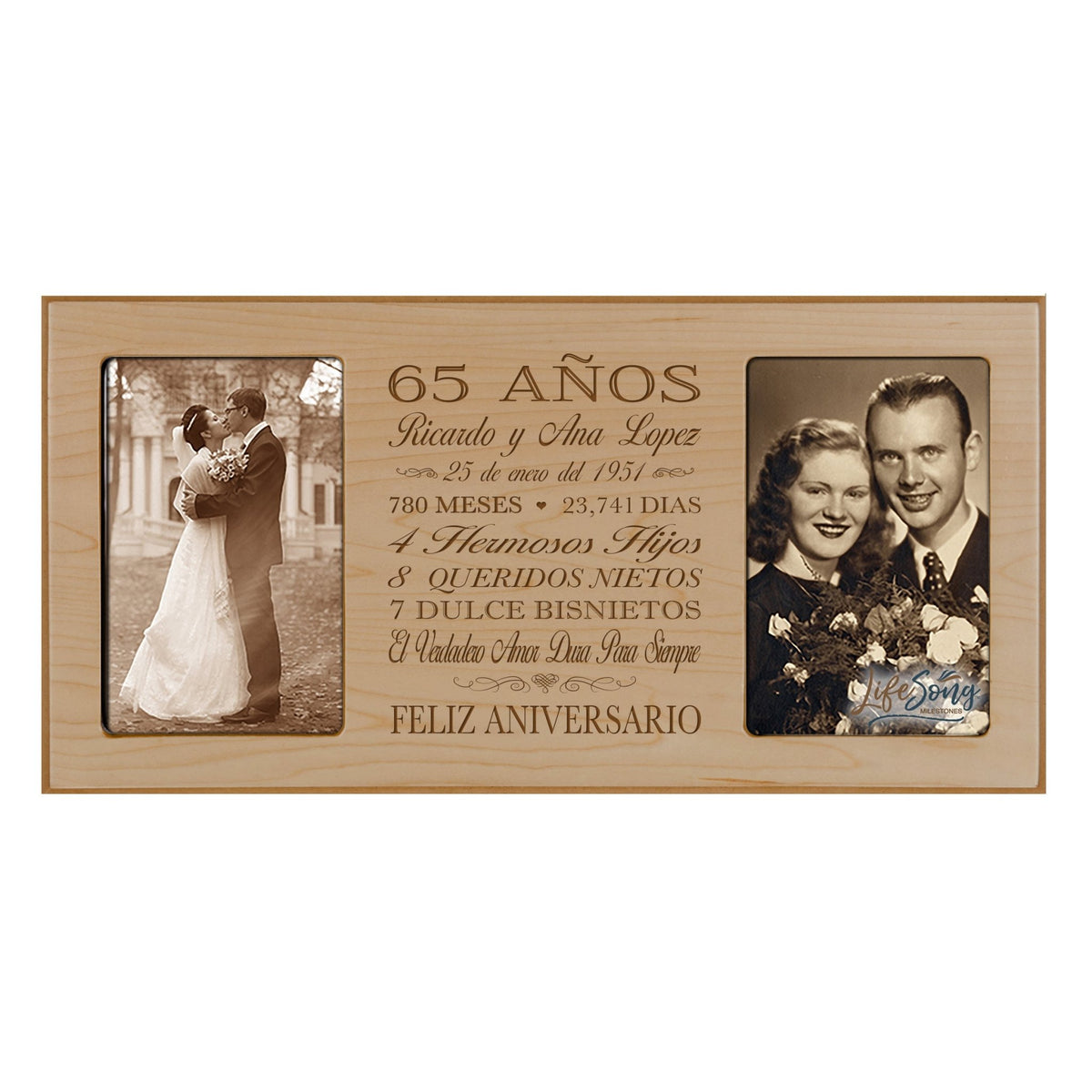 Lifesong Milestones Personalized Couples 65th Wedding Anniversary Spanish Picture Frame