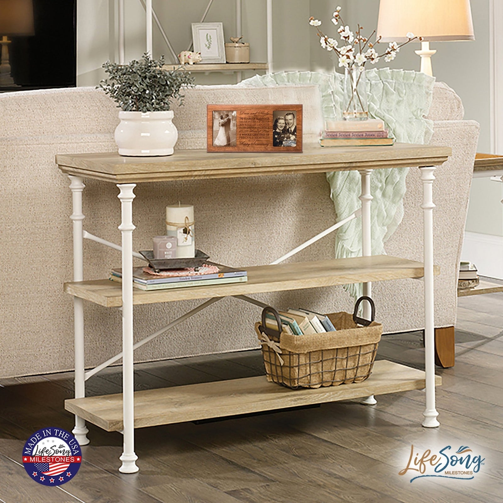 Personalized 70th Anniversary Double Photo Frame - Happy Anniversary - LifeSong Milestones