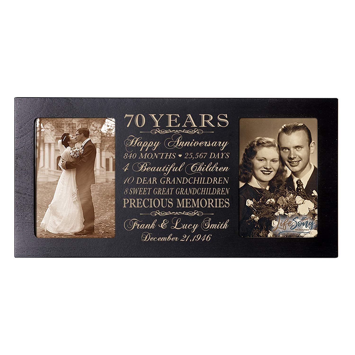 Lifesong Milestones Personalized Picture Frame for Couples 70th Wedding Anniversary Decorations