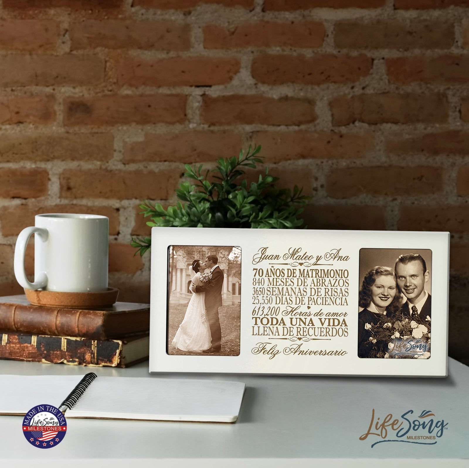 Lifesong Milestones Personalized 70th Wedding Anniversary Spanish Picture Frame