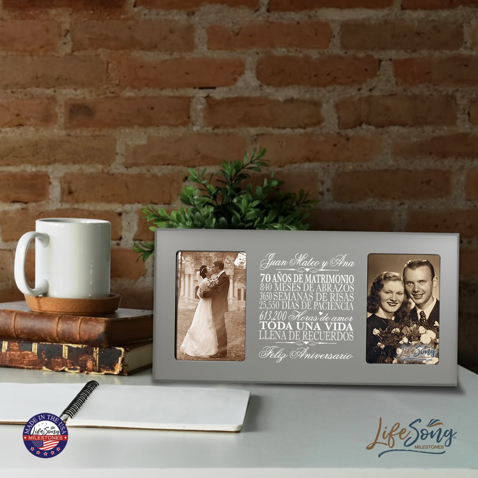 Lifesong Milestones Personalized 70th Wedding Anniversary Spanish Picture Frame