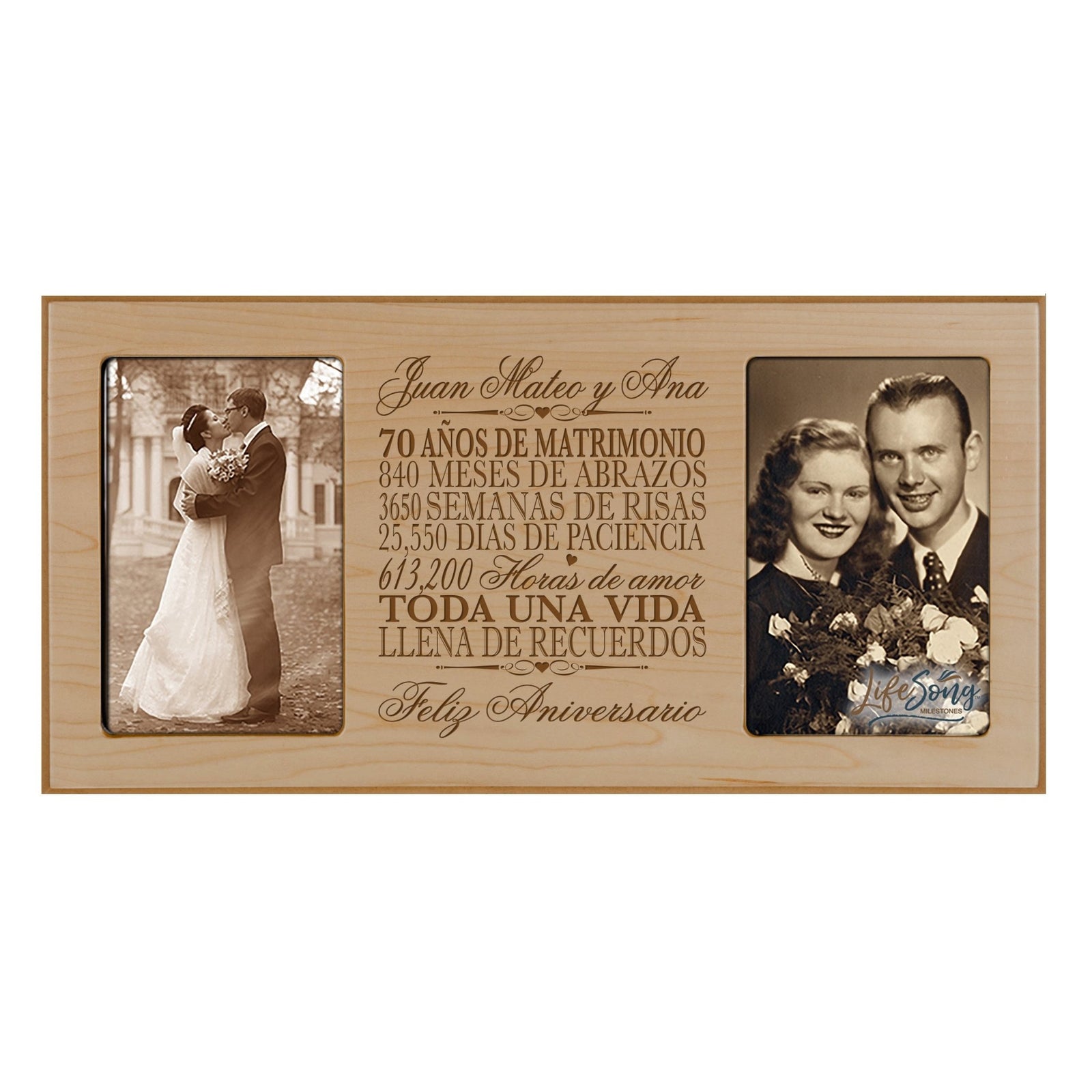 Lifesong Milestones Personalized 70th Wedding Anniversary Spanish Picture Frame