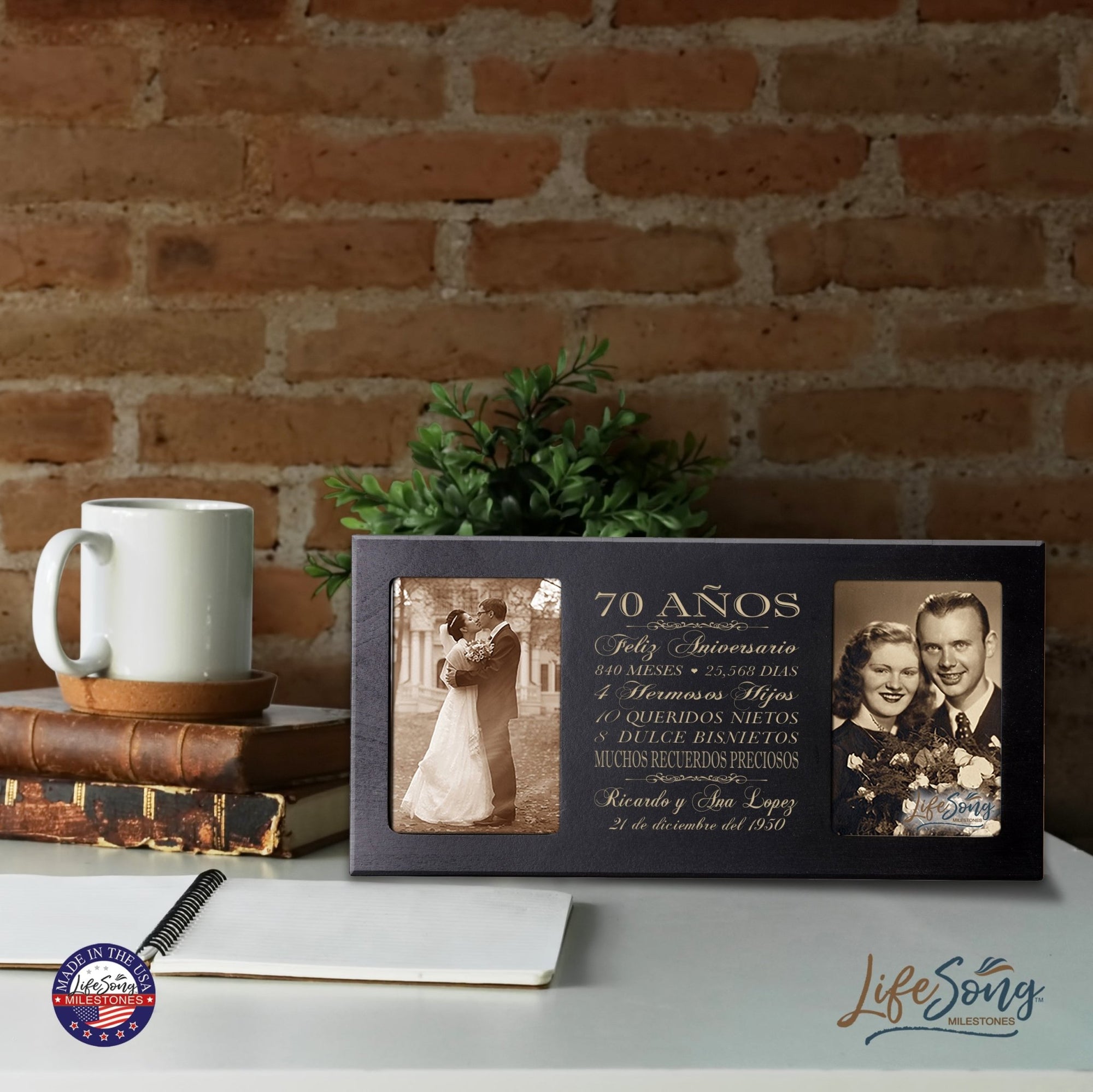 Lifesong Milestones Personalized Couples 70th Wedding Anniversary Spanish Picture Frame