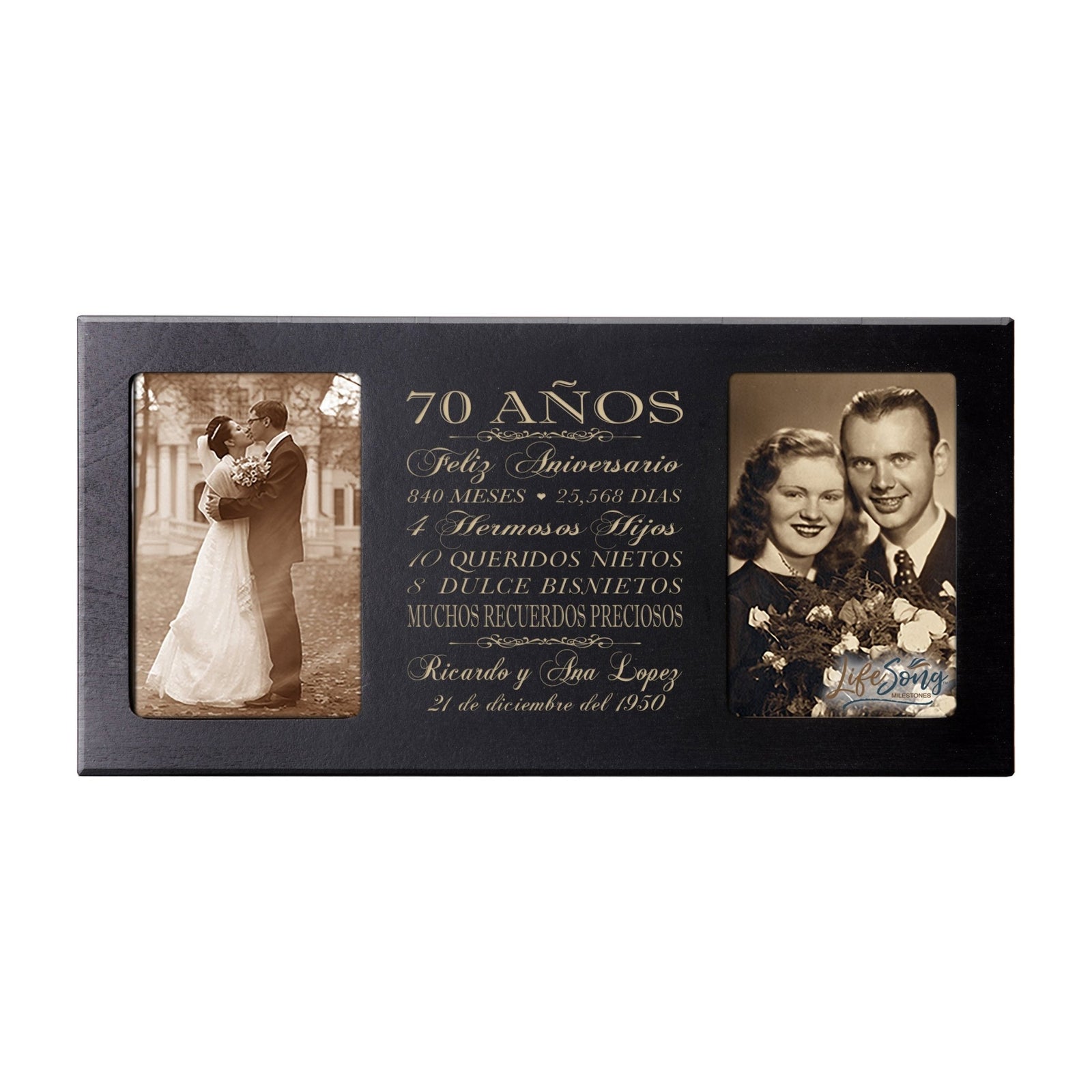 Lifesong Milestones Personalized Couples 70th Wedding Anniversary Spanish Picture Frame