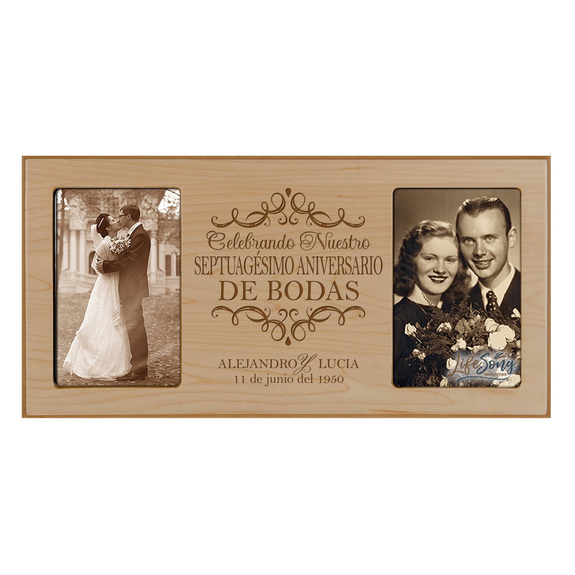 Personalized Picture Frame 70th Wedding Anniversary Spanish Gift Ideas