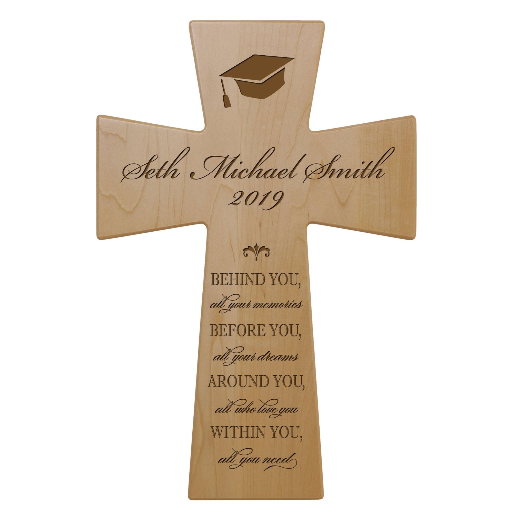 Personalized 7x11 Graduation Cross Gift For Graduate - Behind You - LifeSong Milestones