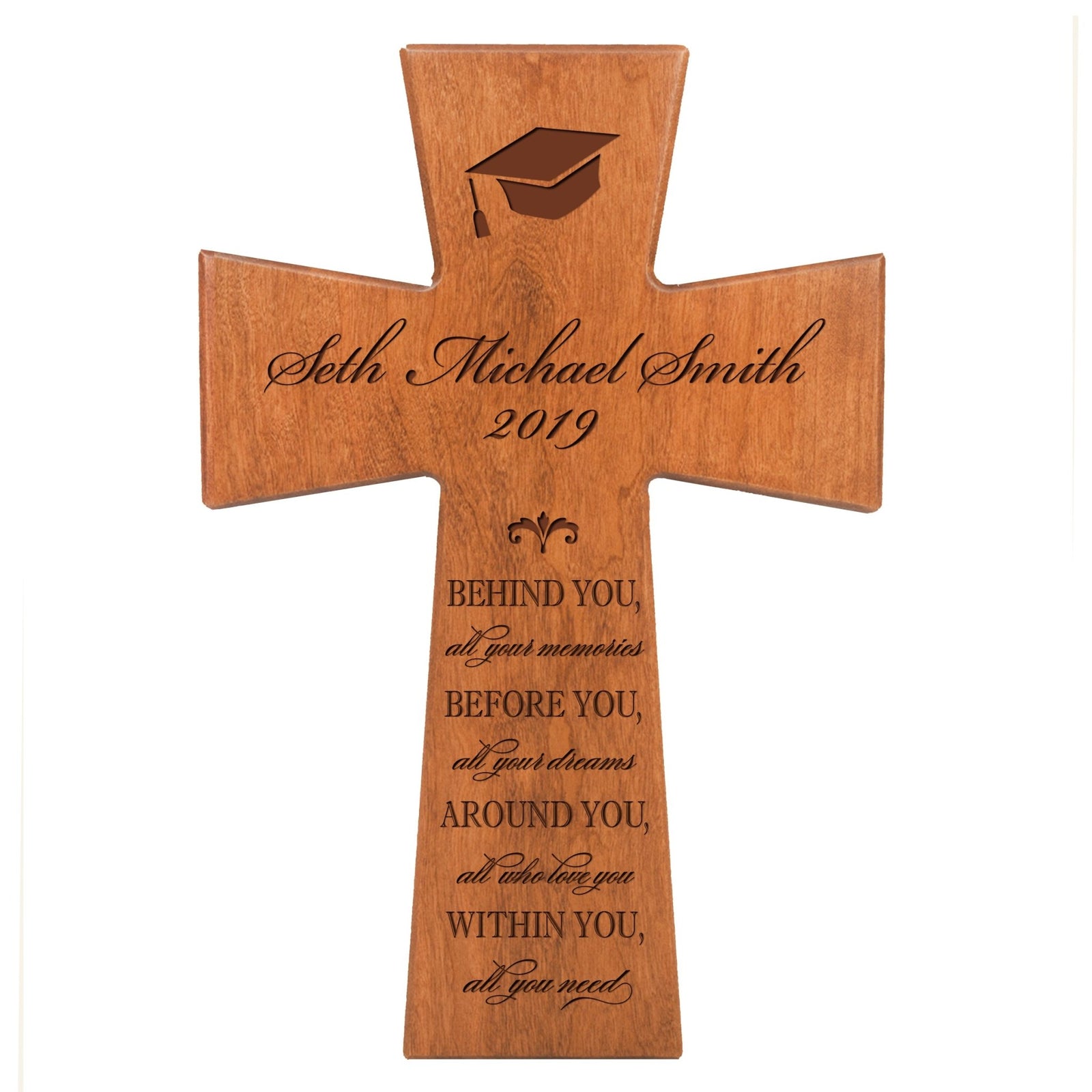 Personalized 7x11 Graduation Cross Gift For Graduate - Behind You - LifeSong Milestones