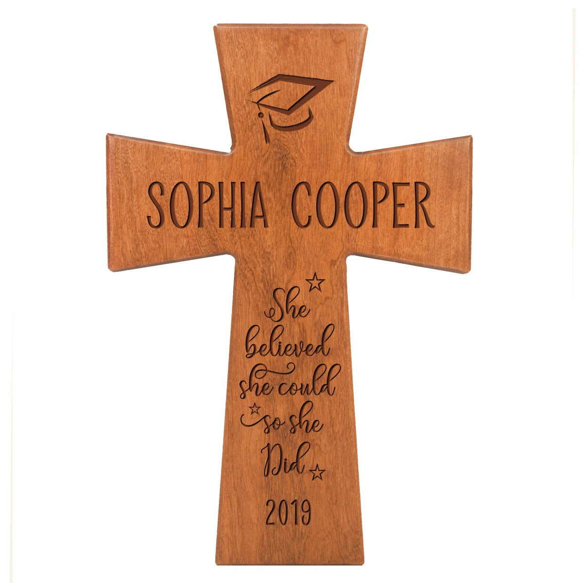 Personalized 7x11 Graduation Cross Gift For Graduate - She Believed - LifeSong Milestones