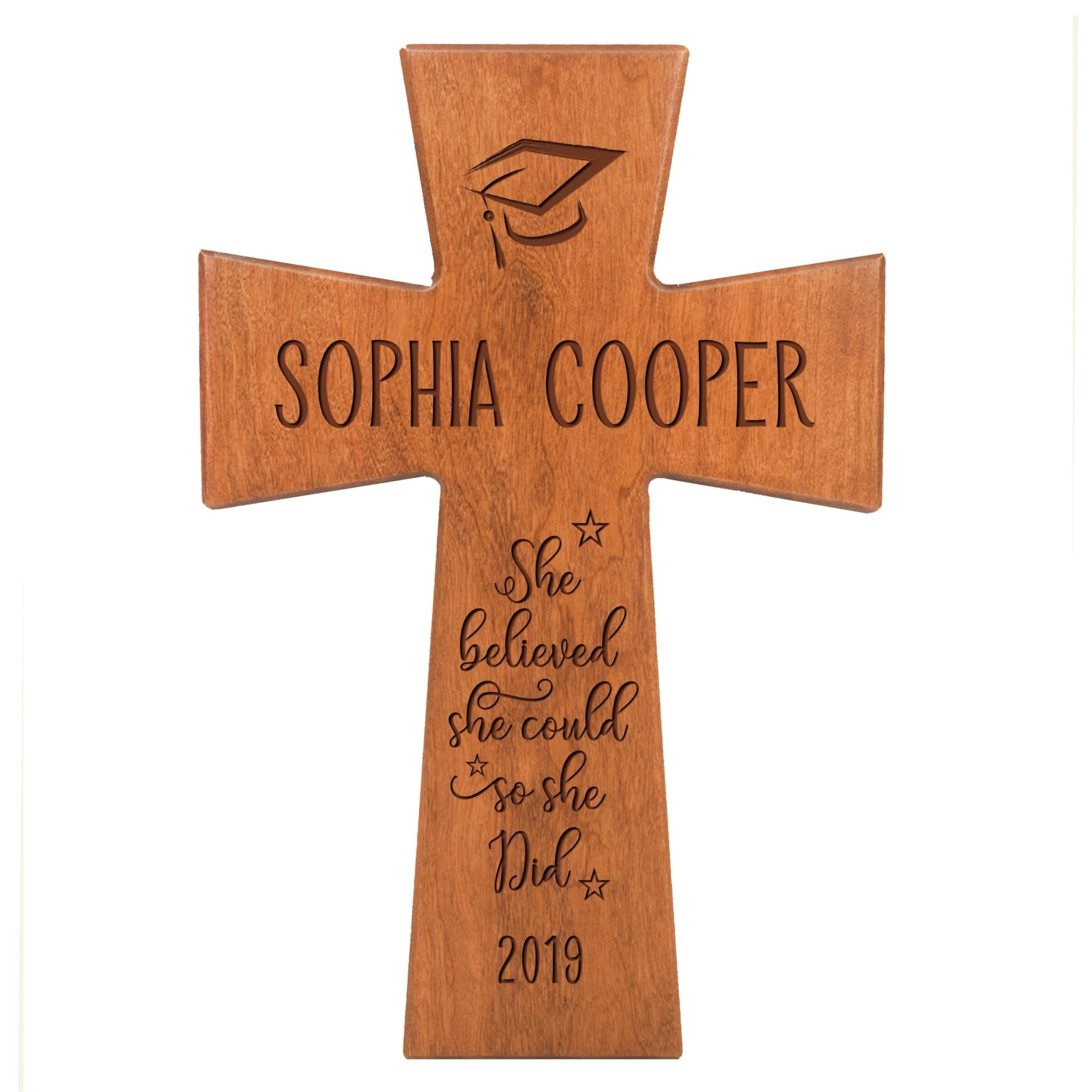 Personalized 7x11 Graduation Cross Gift For Graduate - She Believed - LifeSong Milestones