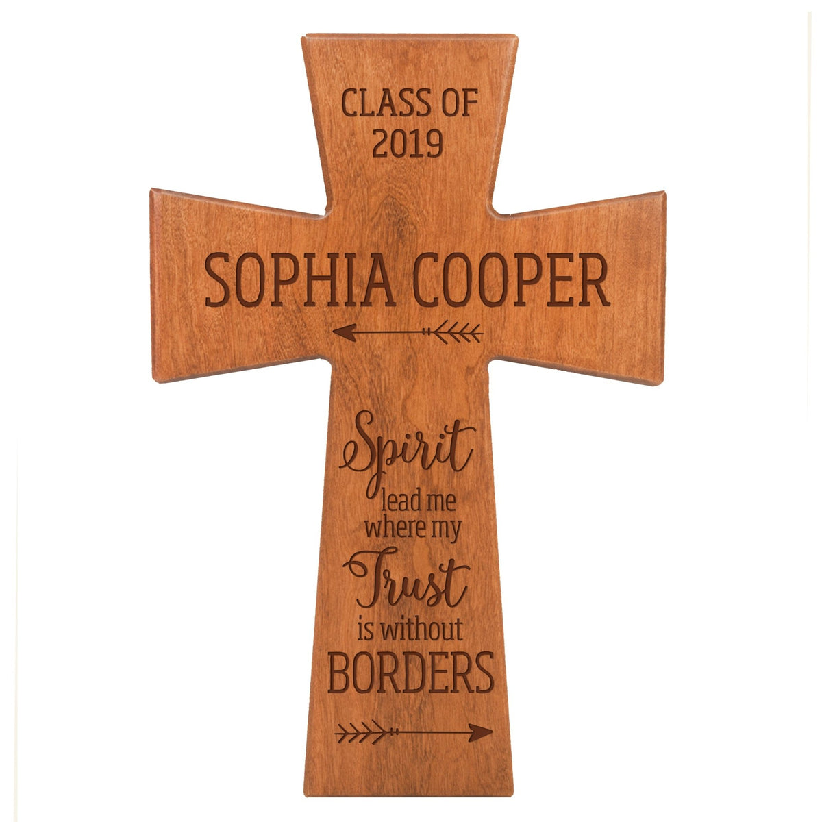 Personalized 7x11 Graduation Cross Gift For Graduate - Spirit Lead Me - LifeSong Milestones