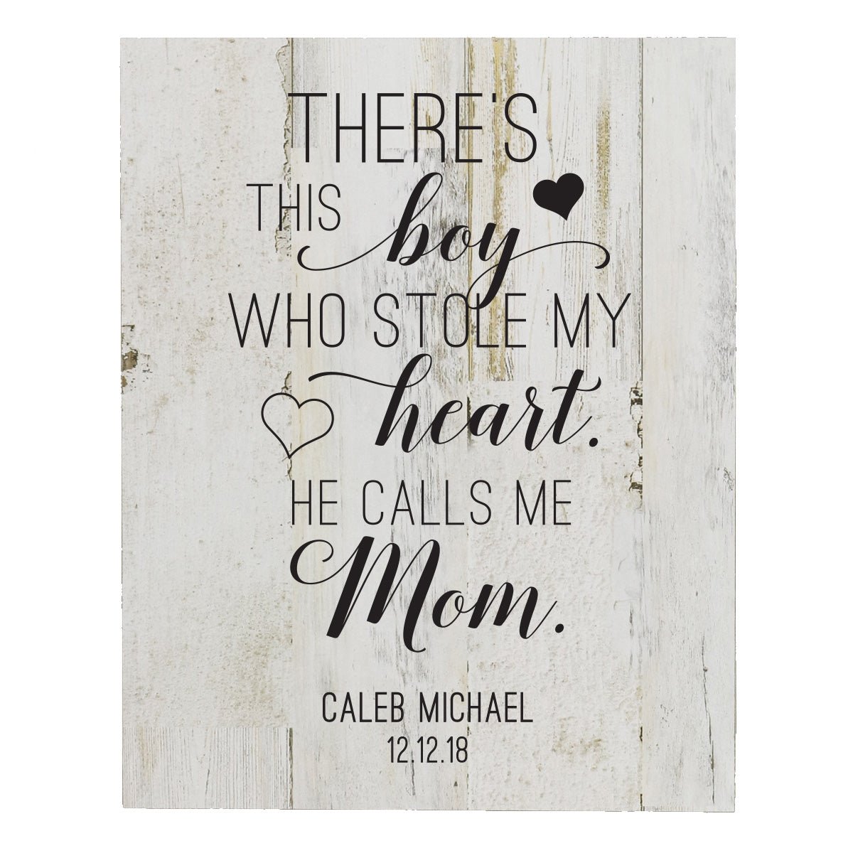 Personalized 8 x 10 Mother's Day Plaque - There's This Boy - White - LifeSong Milestones
