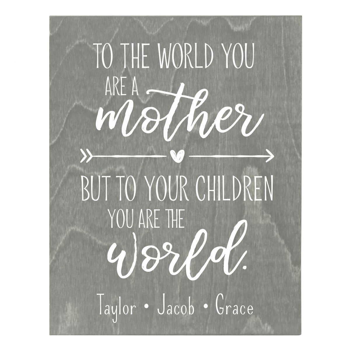 Personalized 8 x 10 Mother's Day Plaque - To The World - Grey - LifeSong Milestones