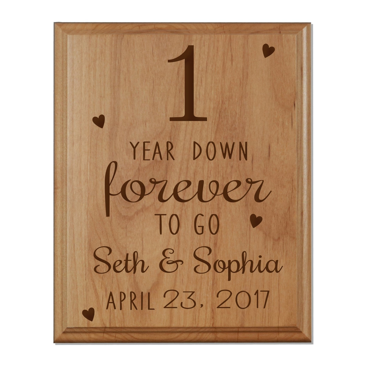 Personalized 8x10 Anniversary Plaques - 1 Year Down - LifeSong Milestones
