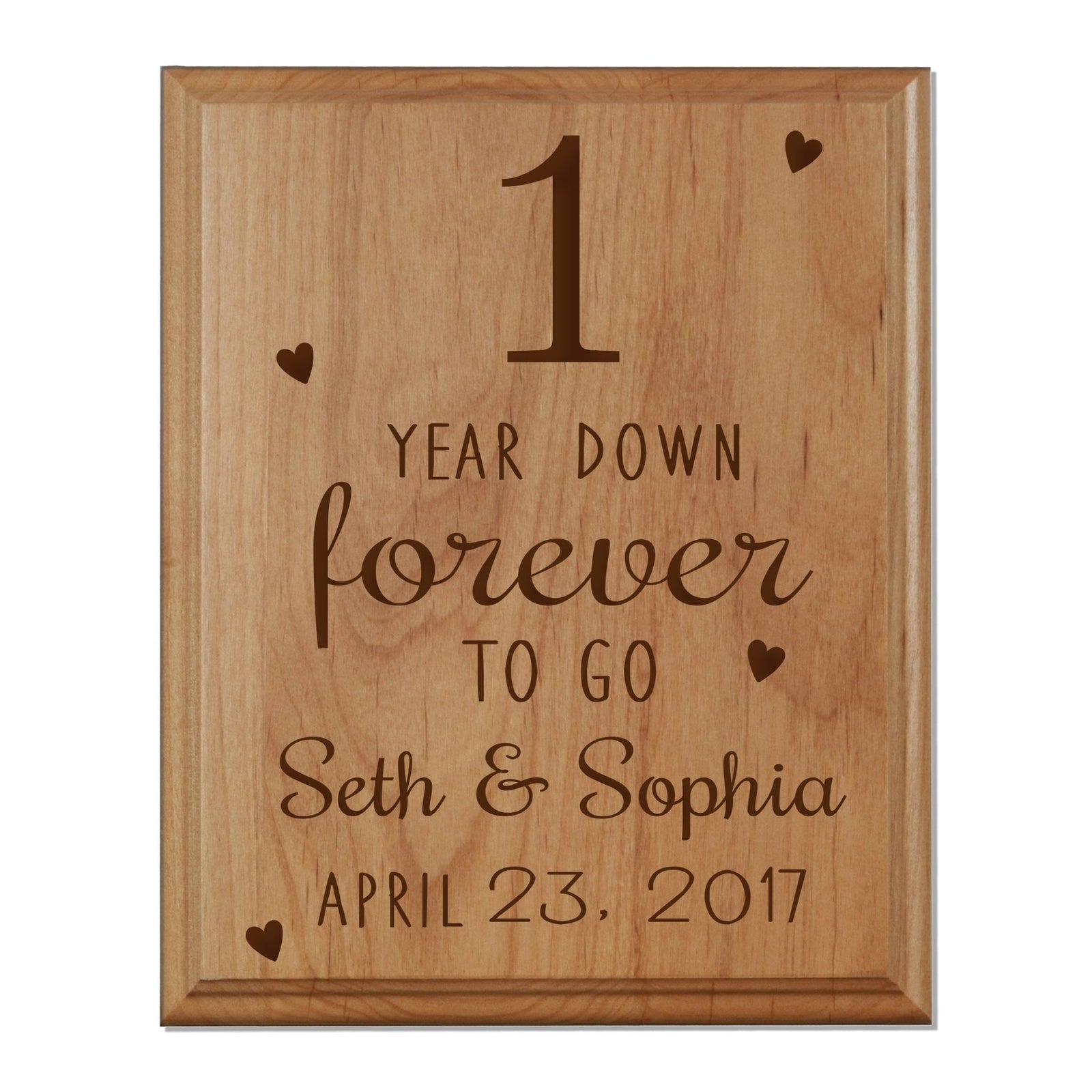 Personalized 8x10 Anniversary Plaques - 1 Year Down - LifeSong Milestones