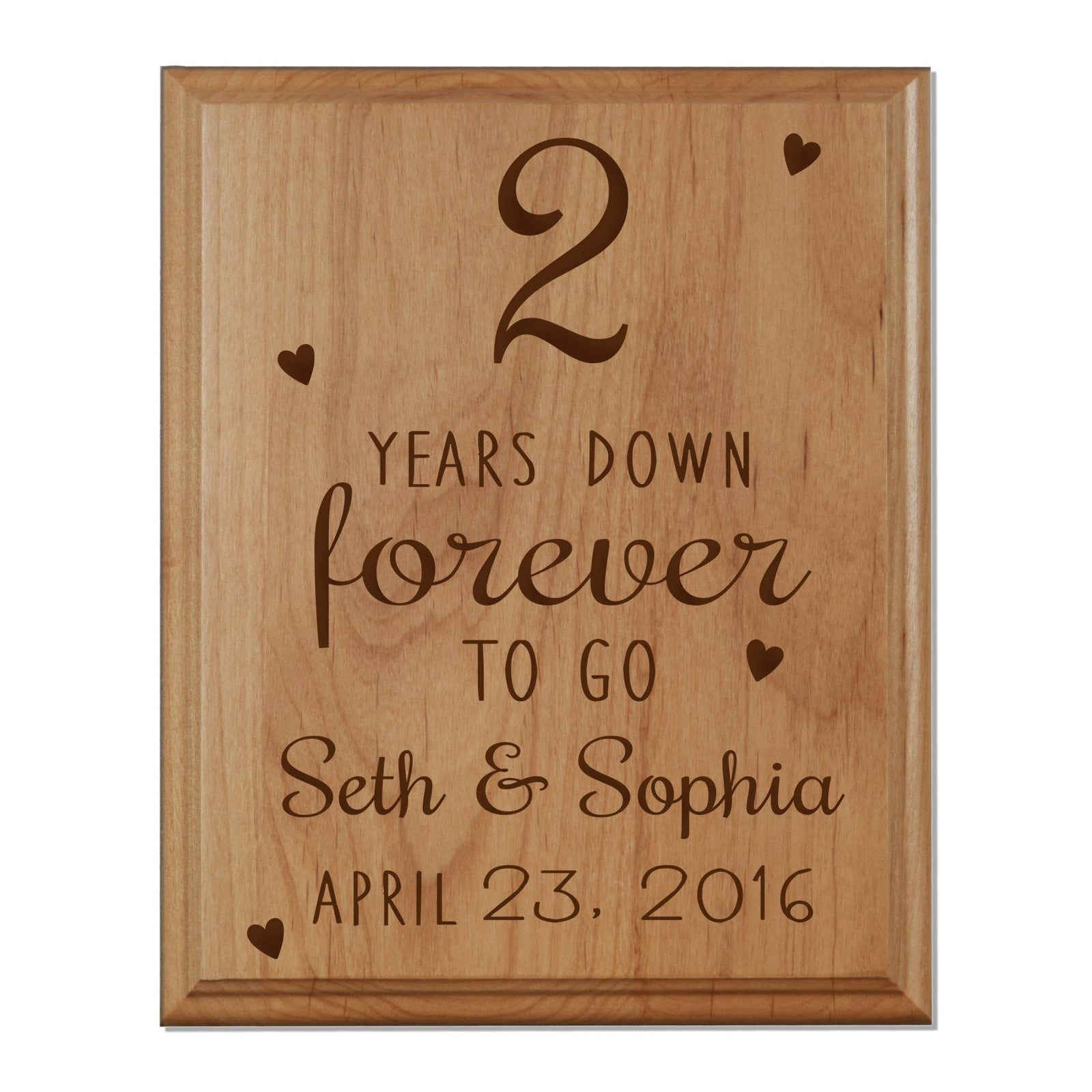 Personalized 8x10 Anniversary Plaques - 2 Year Down - LifeSong Milestones