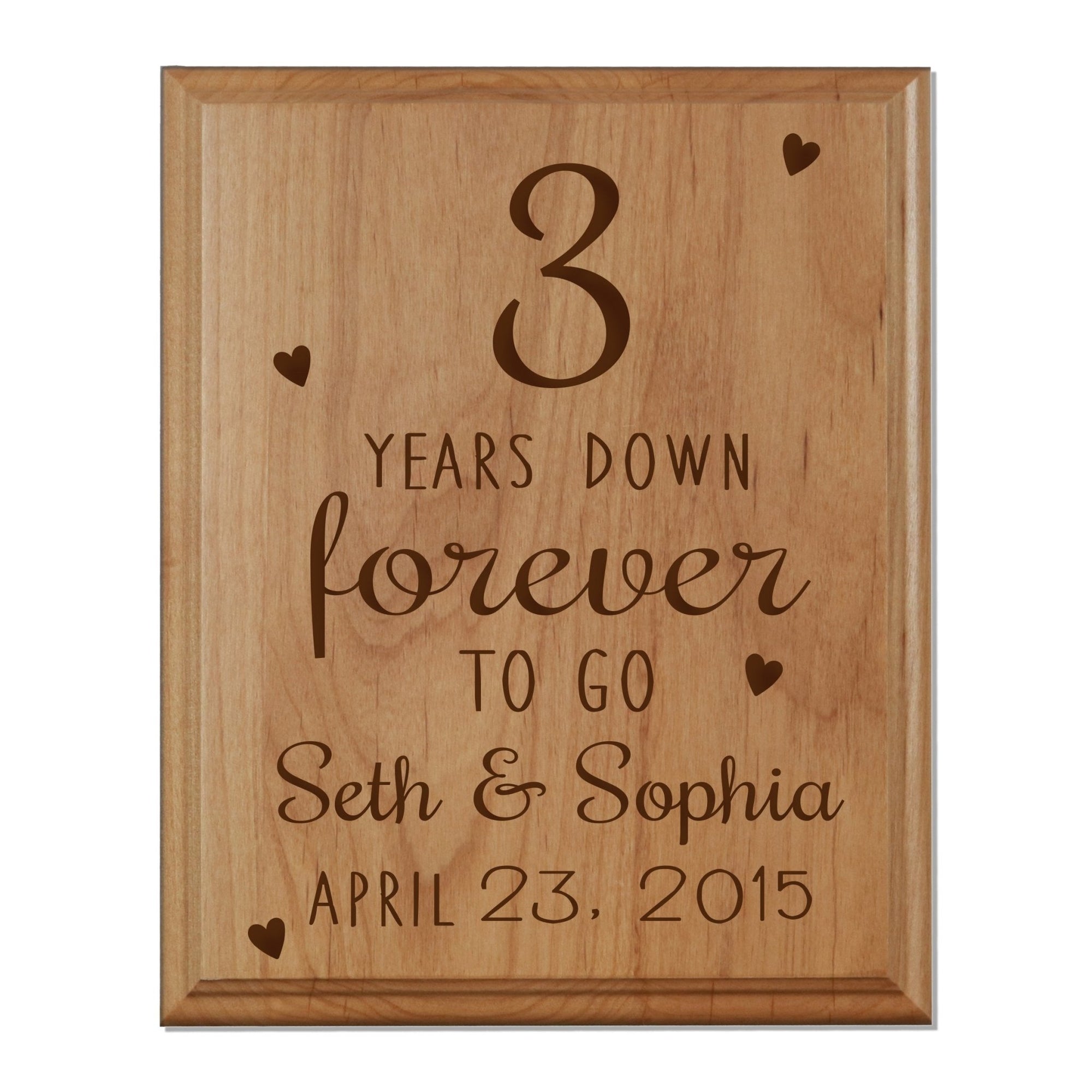 Personalized 8x10 Anniversary Plaques - 3 Year Down - LifeSong Milestones